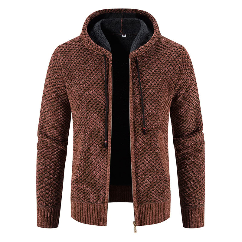 Men’s Lined Hooded Cardigan with Front Zip