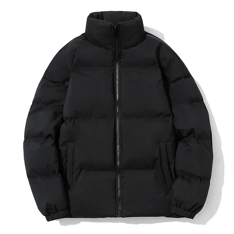 Men’s Puffer Jacket with Geometric Pattern and High Collar