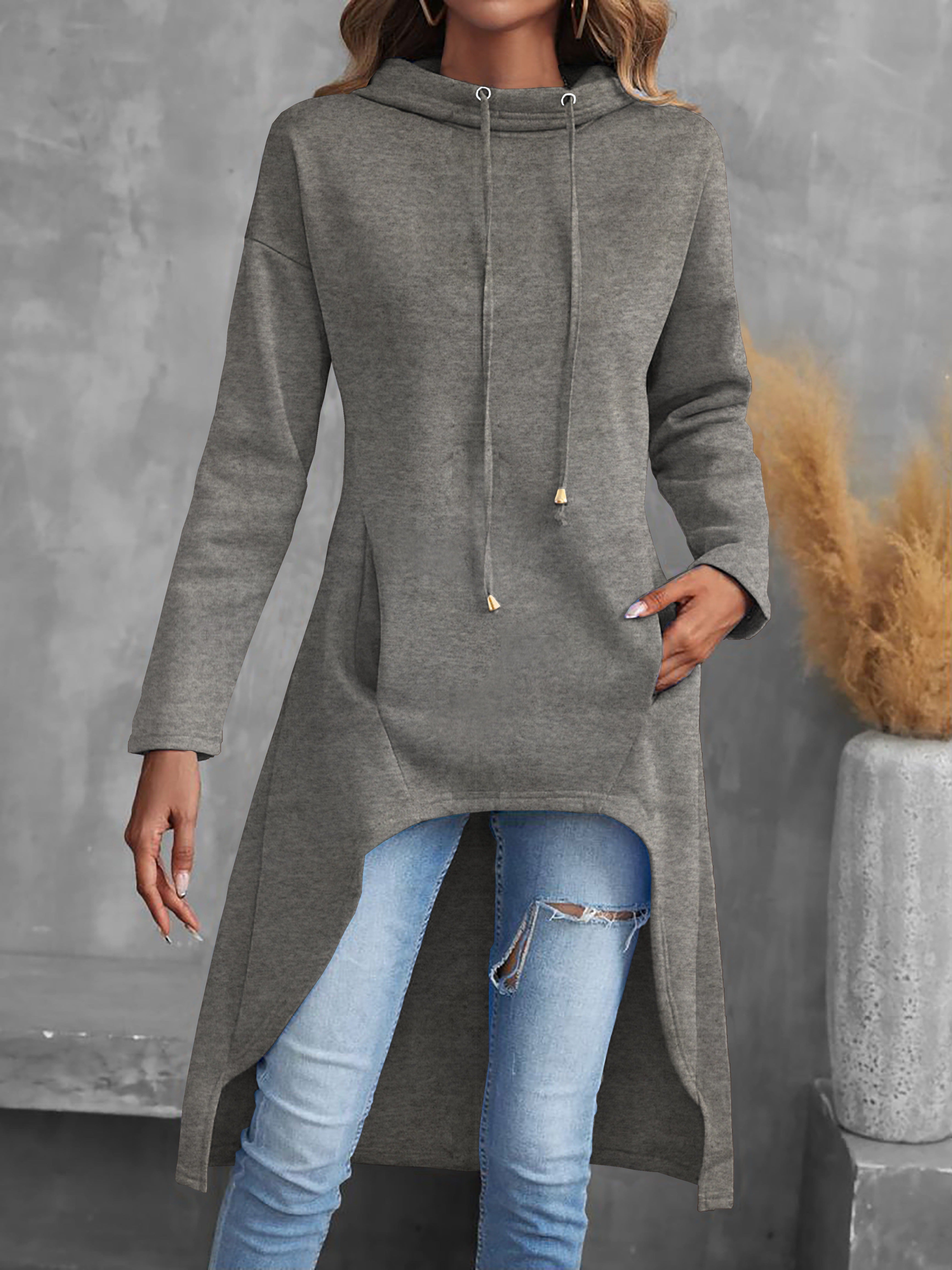Women’s Hoodie with Hood and Asymmetrical Hem