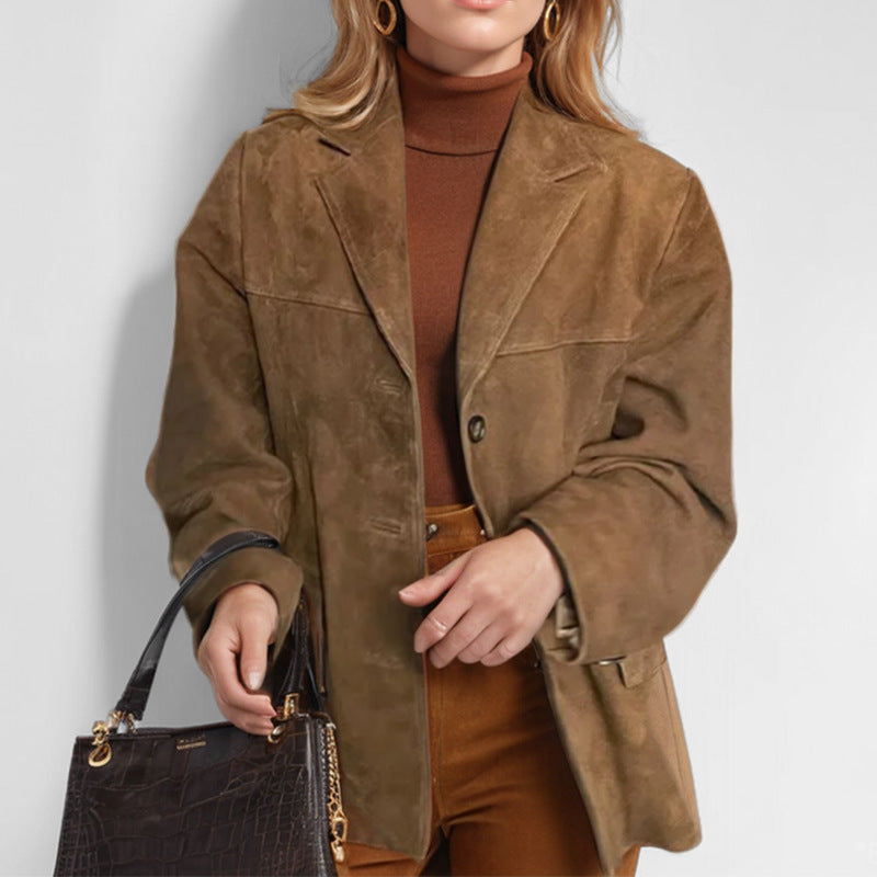 Elegant Fitted Leather Blazer