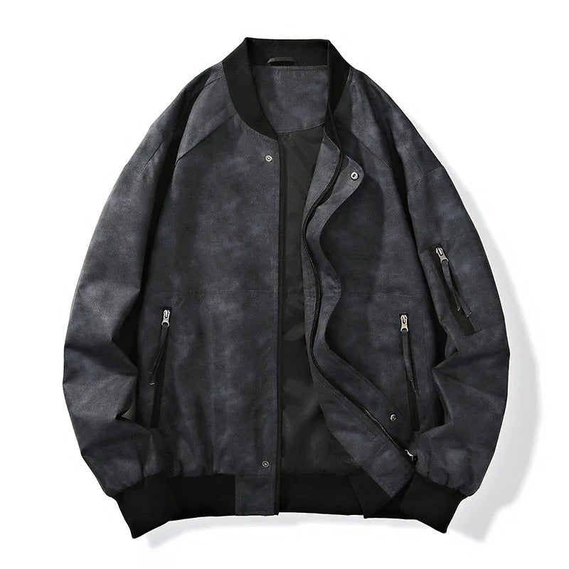 Men’s Bomber Jacket Stone-Wash Canvas, Relaxed Fit