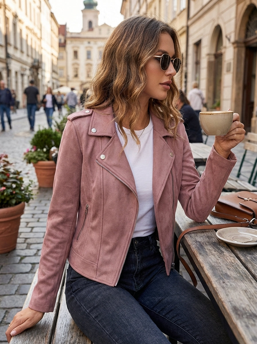 Women's Biker Jacket with Fitted Silhouette