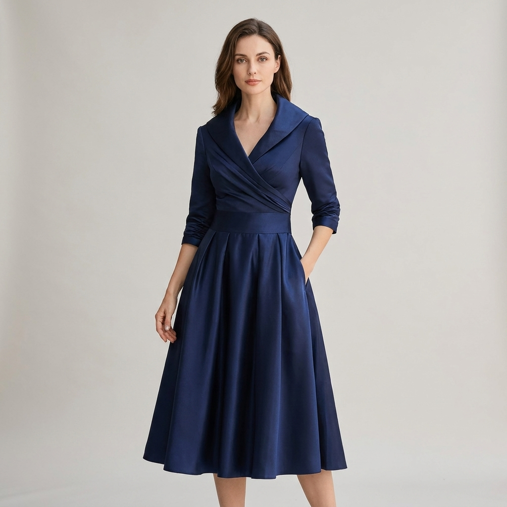 Elegant Wrap V-Neck Midi Dress