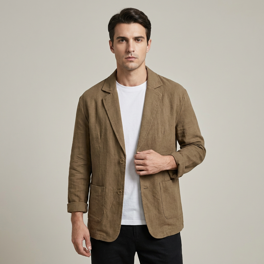 Lightweight Men’s Solid Color Linen Blazer