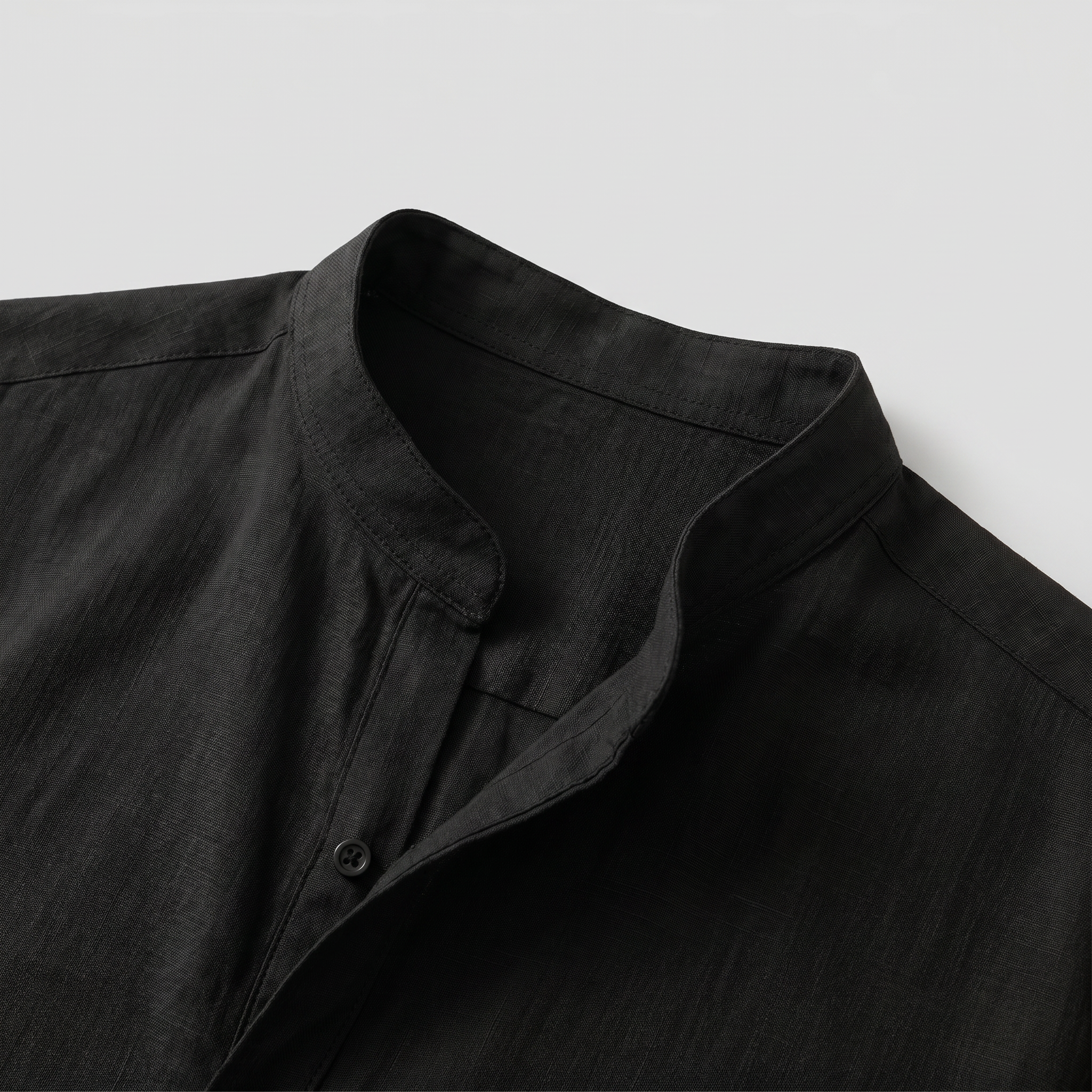 Men's Linen Mandarin Collar Shirt | Band Collar Casual Shirt