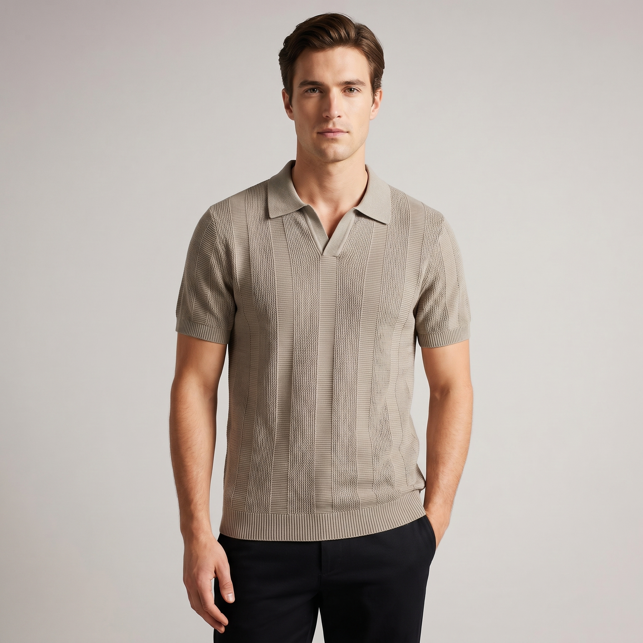 Men’s Luxury Beige Ancien Polo Top