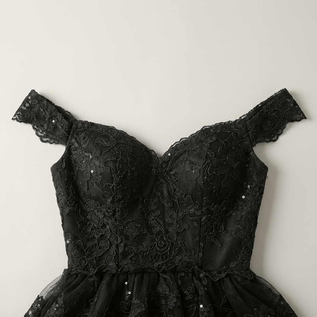 Black Off-Shoulder Tiered Formal Maxi Dress