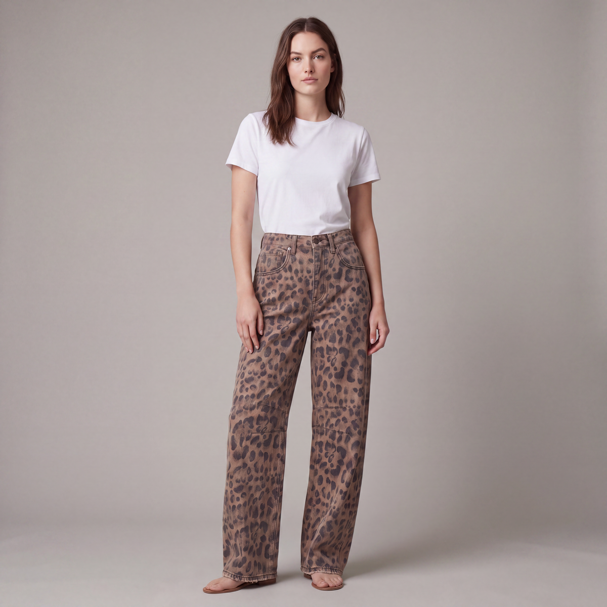Women's Barrel Leg Ankle Length Jeans | Curved Leg Denim Pants