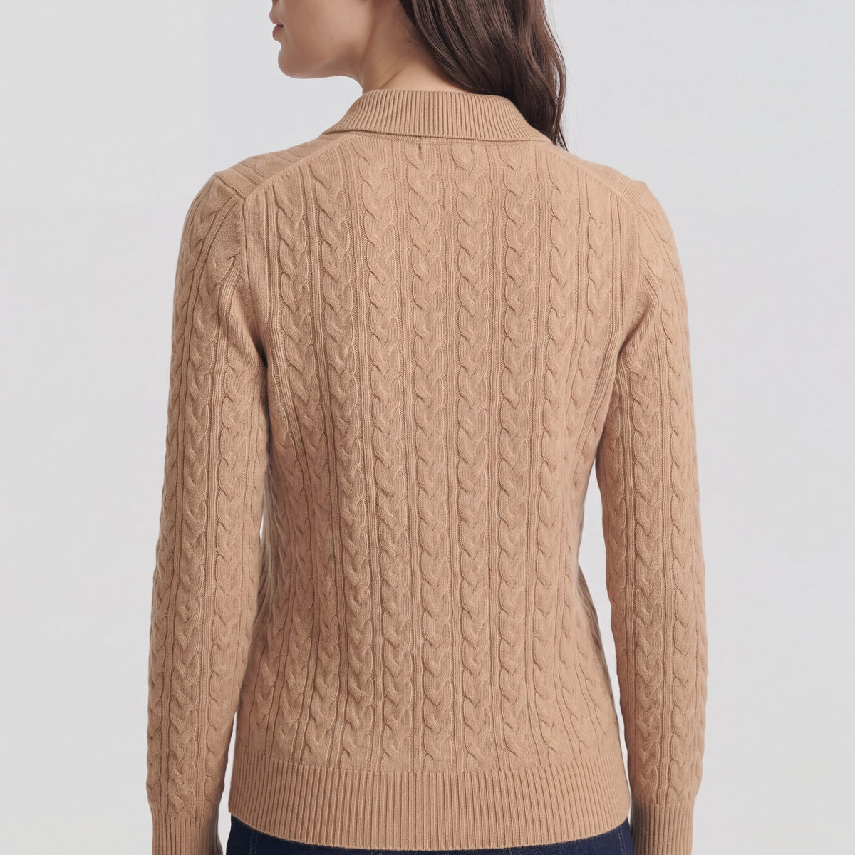 Fall Women's Open Knit Sweater with Band Collar | Knitwear