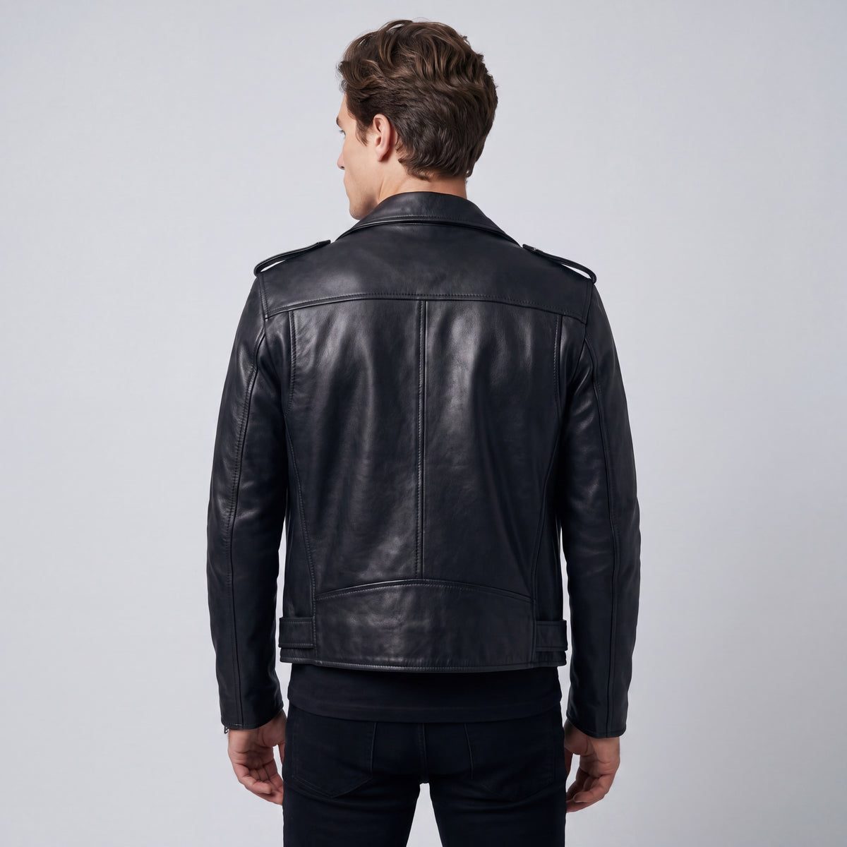 Men's Tailored Fit Leather Biker Jacket | Moto Jacket