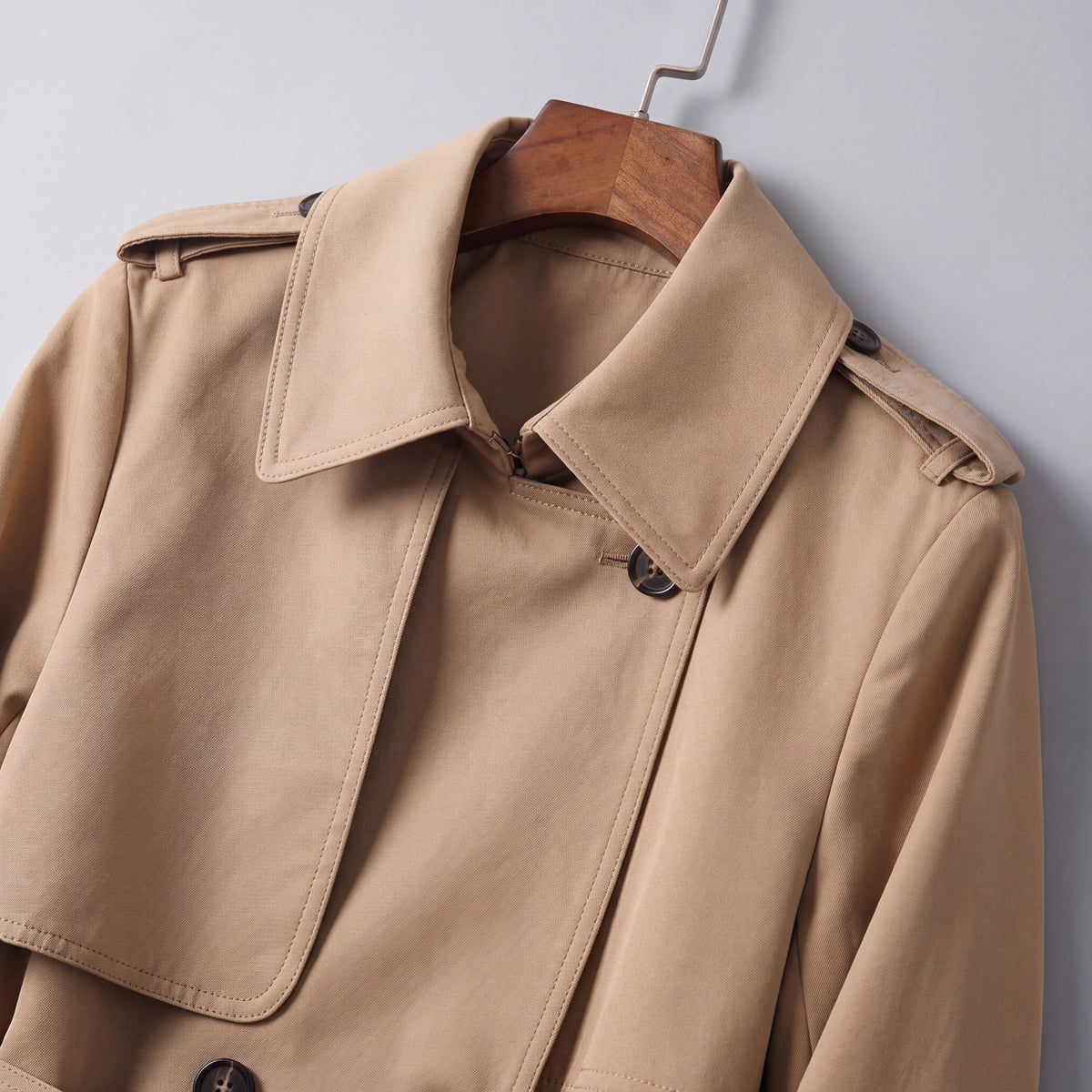 Fall Women's Double Breasted Trench Coat with Belted Waist