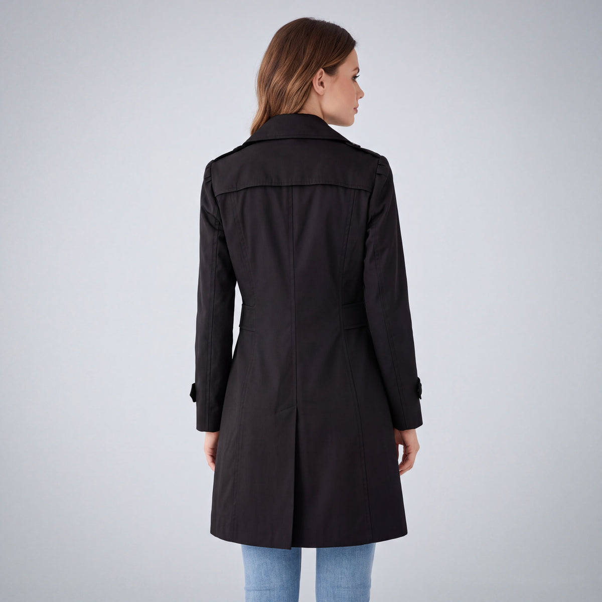 Fall Women's Lightweight Slim Fit Trench Coat with Lapel Collar