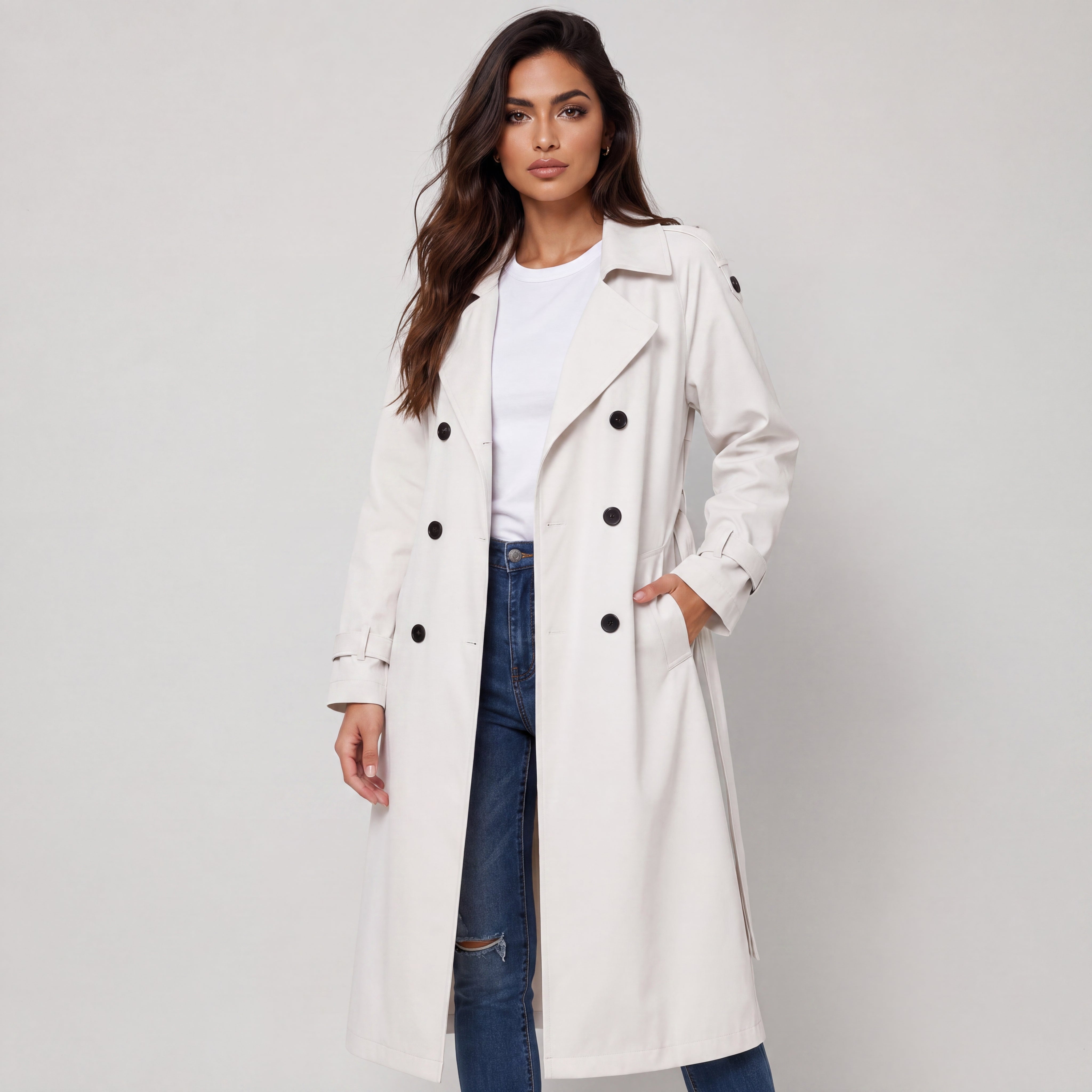 Fall Women's Long Straight Fit Trench Coat | Classic Outerwear