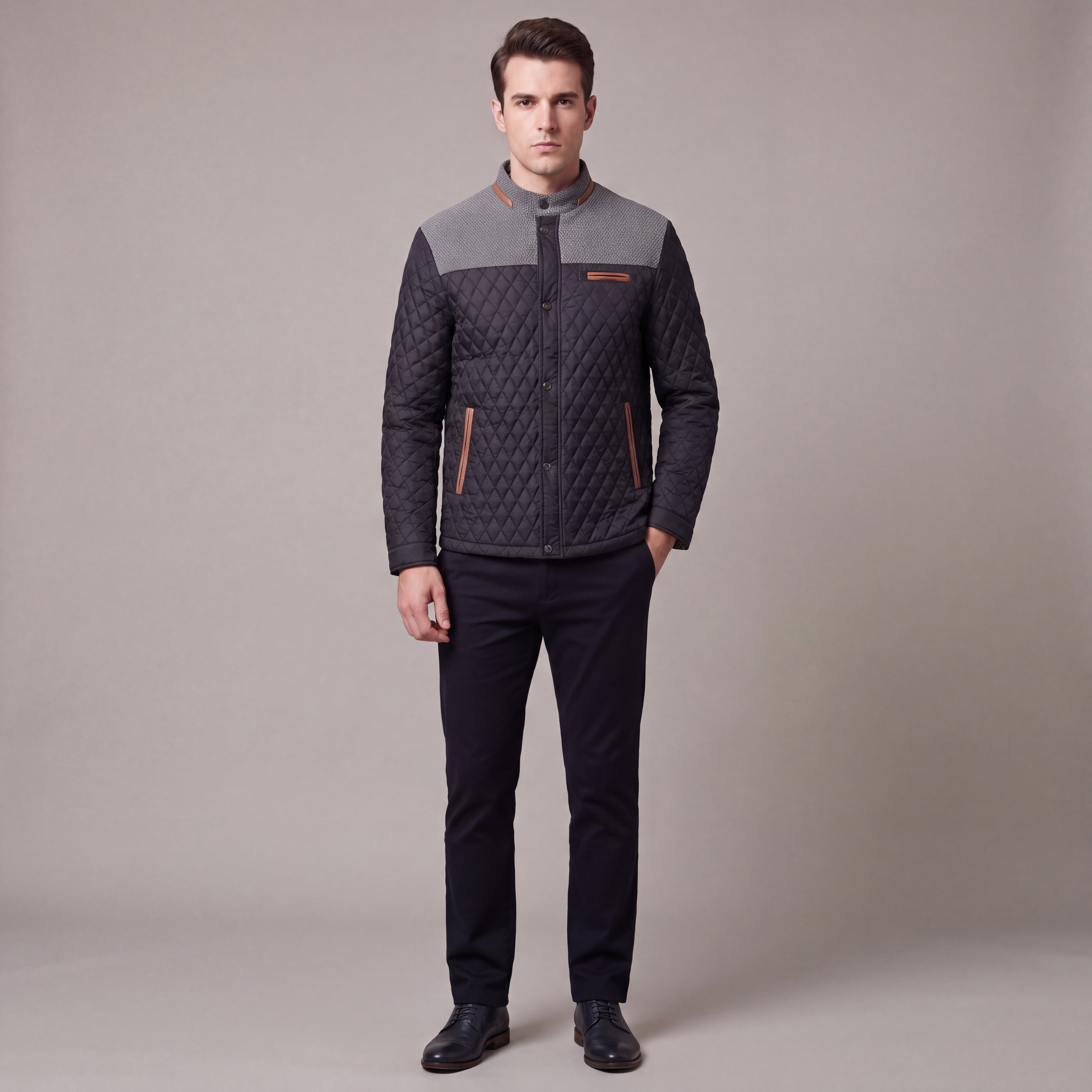 Fall Men's Windproof Lined Jacket with High Collar | Casual Coat
