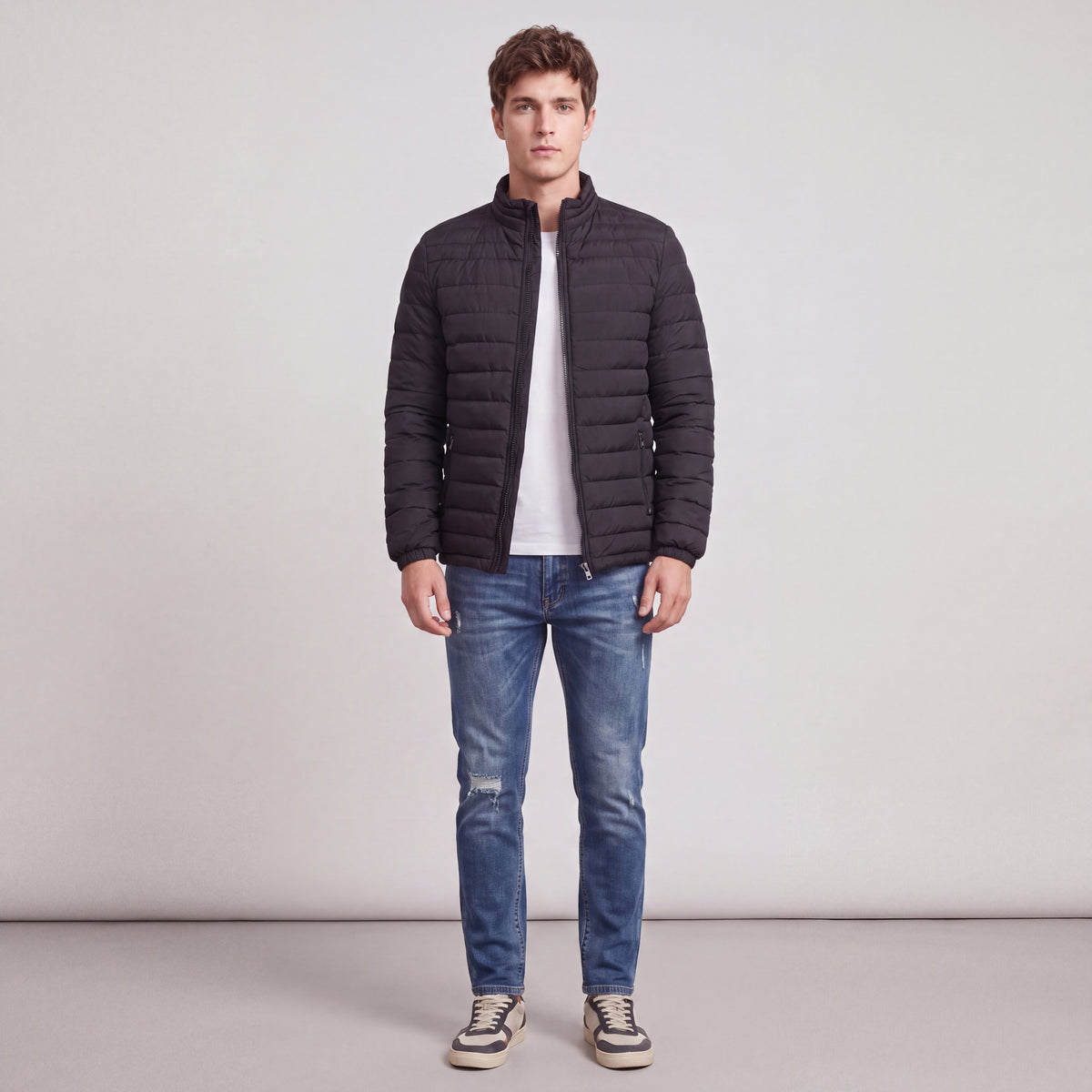 Fall Men's Lightweight High Neck Zip-Up Sweater | Knitwear
