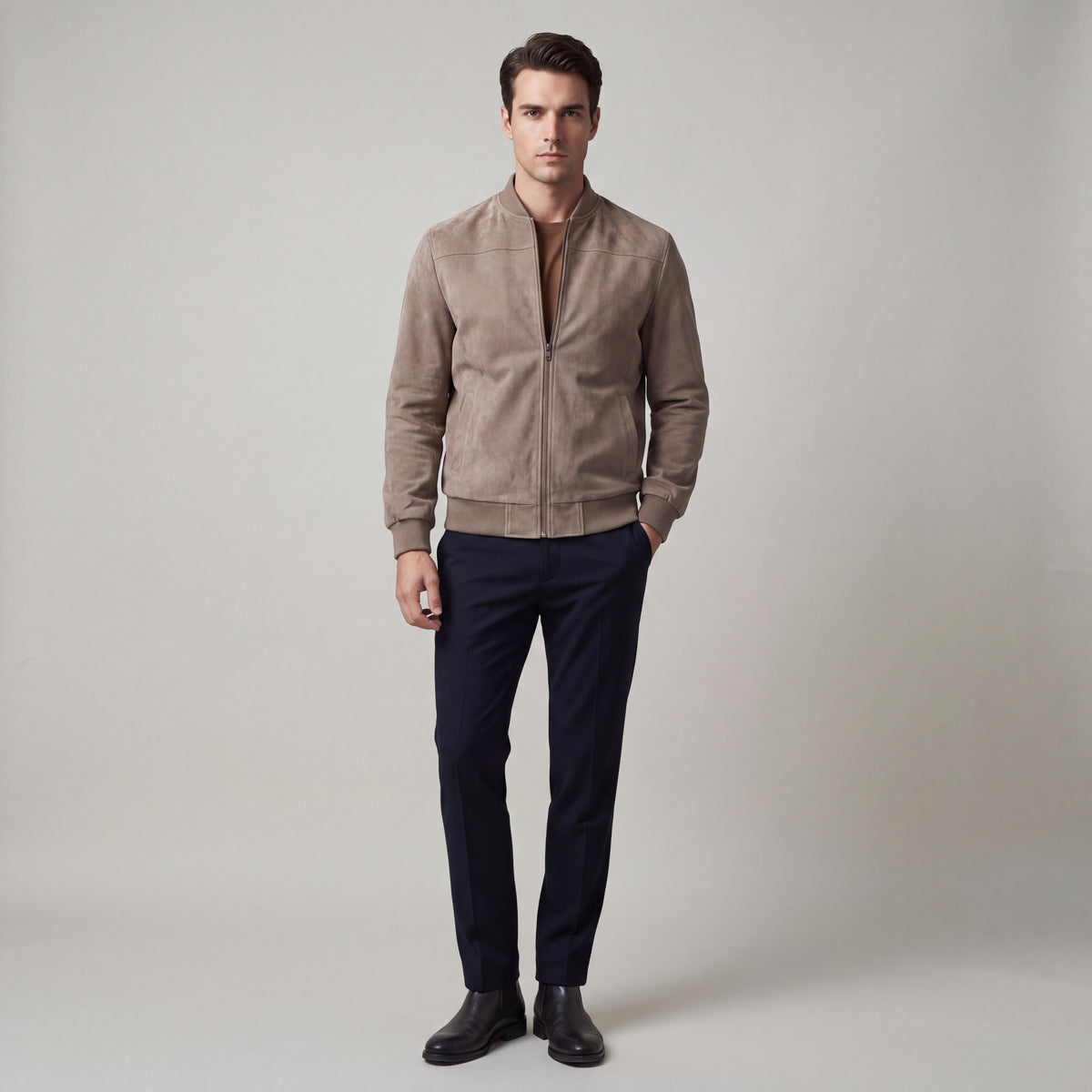 Fall Men's Slim Fit Velvet Bomber Jacket | Minimalist Casual Jacket