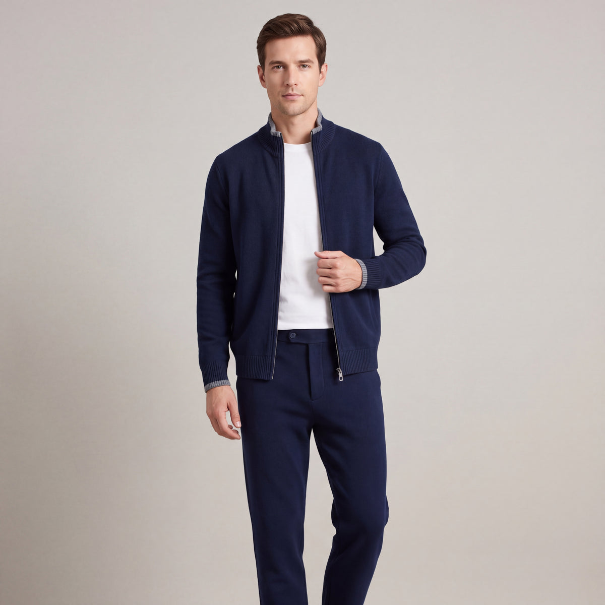 Fall Men's Merino Wool Zip-Up Jacket in Bordeaux | Warm Outerwear