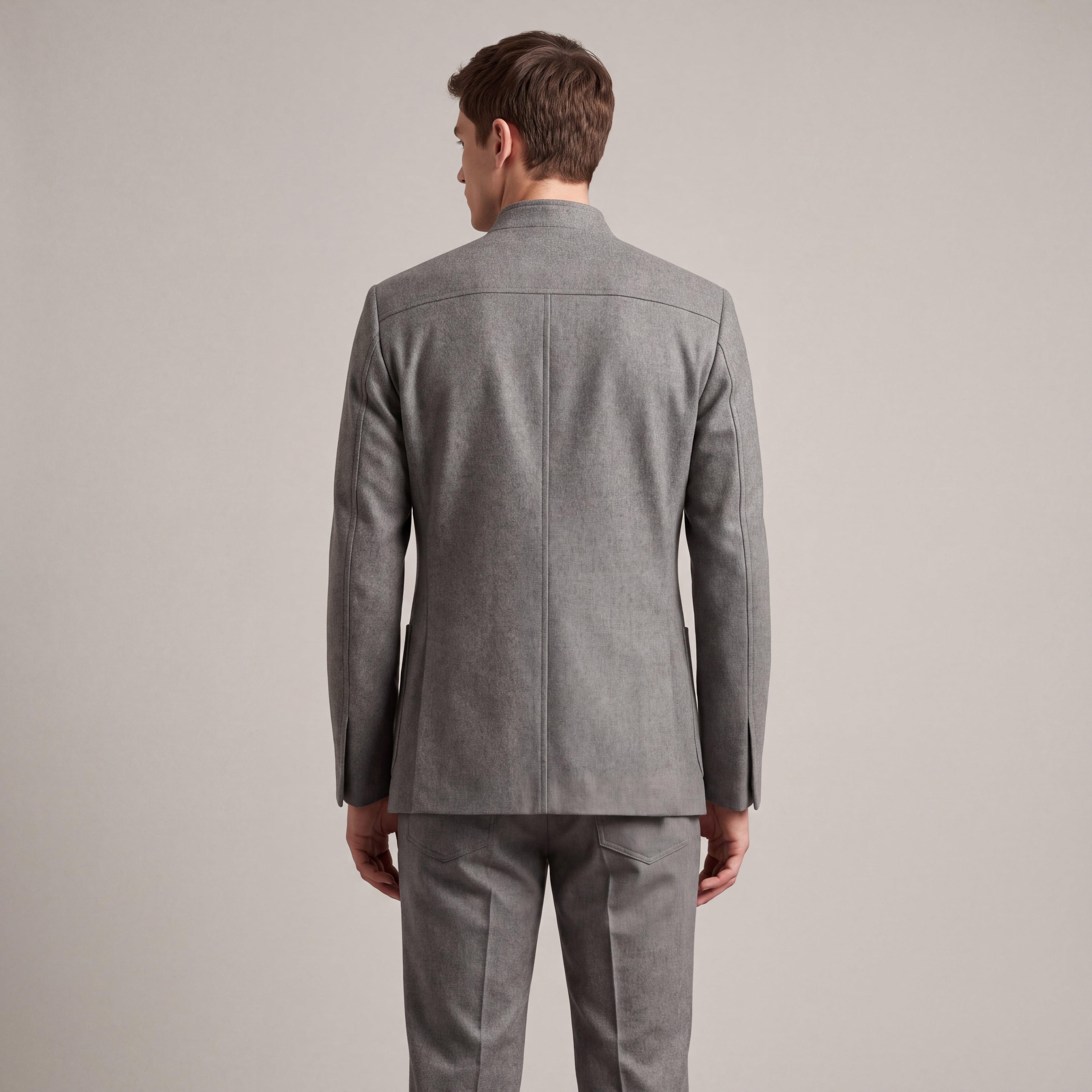 Mandarin Collar Wool-Blend Jacket
