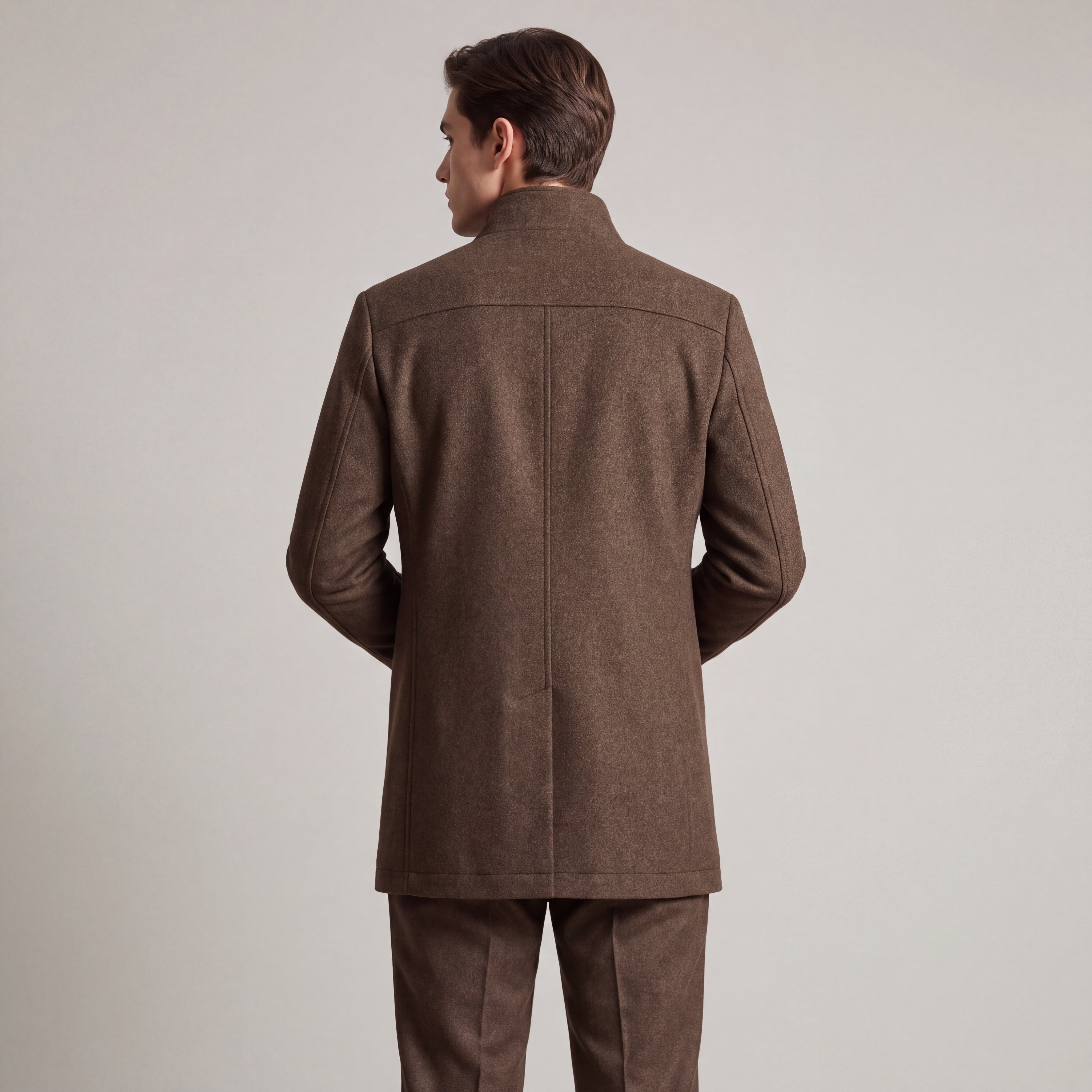 Men's Wool Coat with Structured Collar
