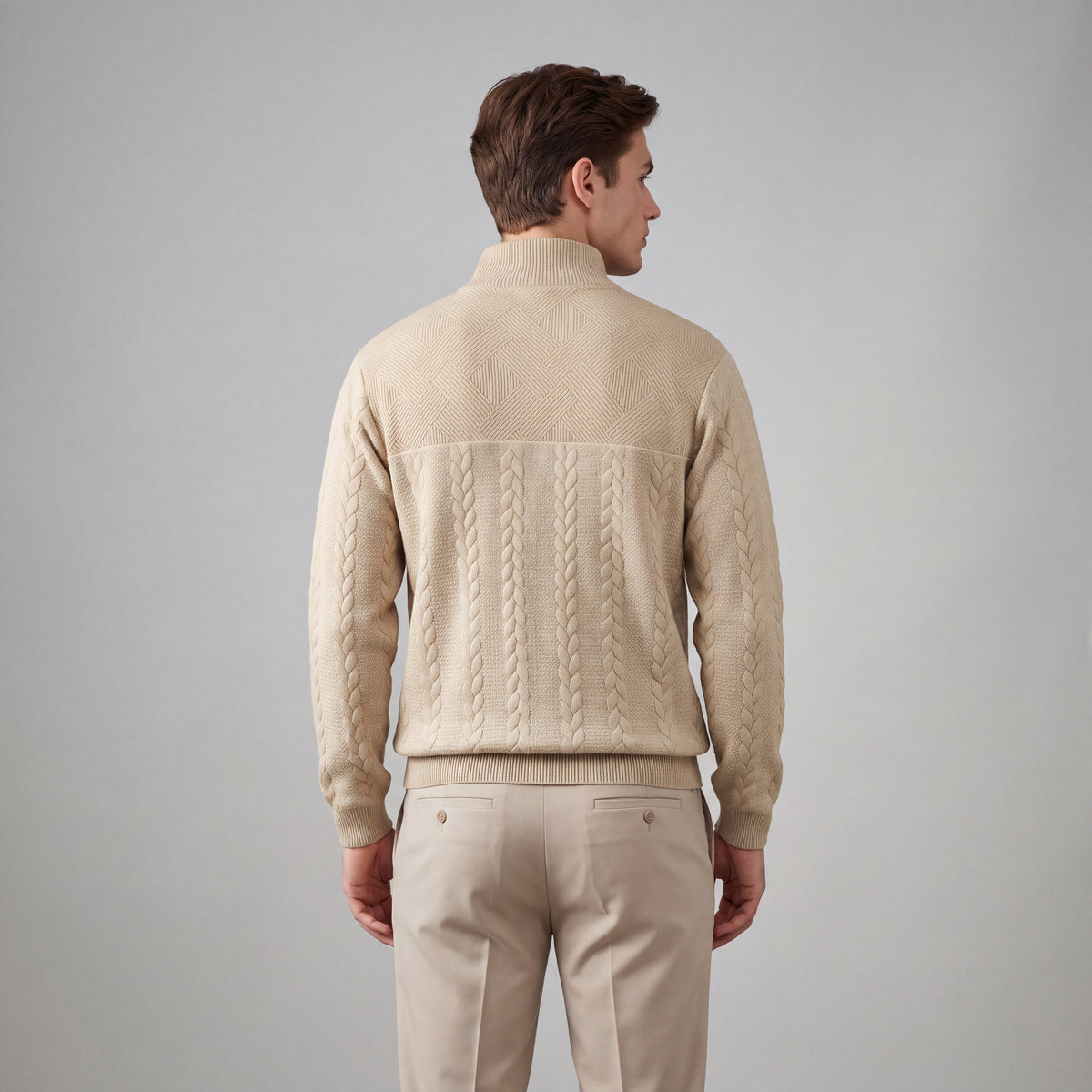 Men's High-Neck Half-Zip Sweater