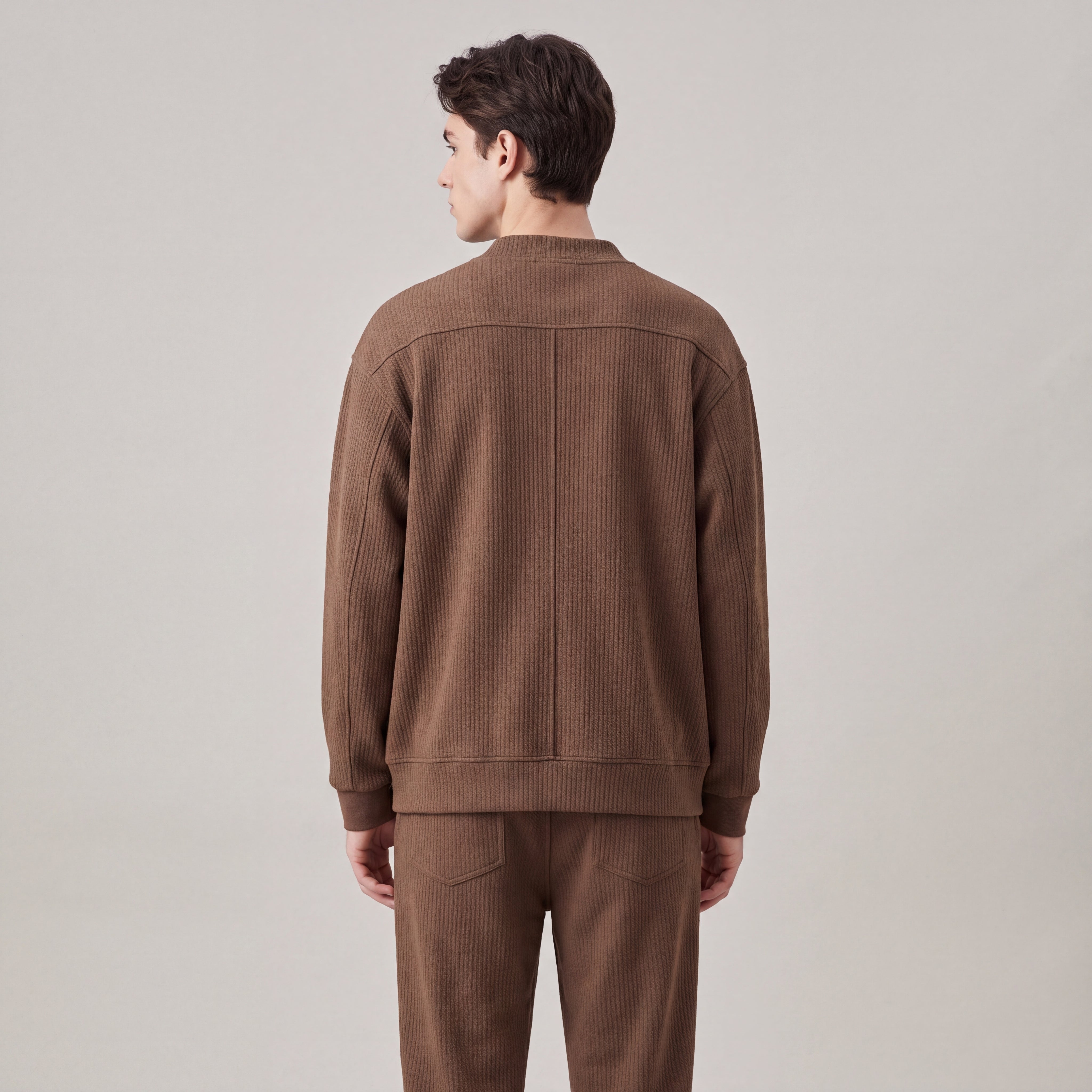 Men's Textured Knit Cardigan with Zipper