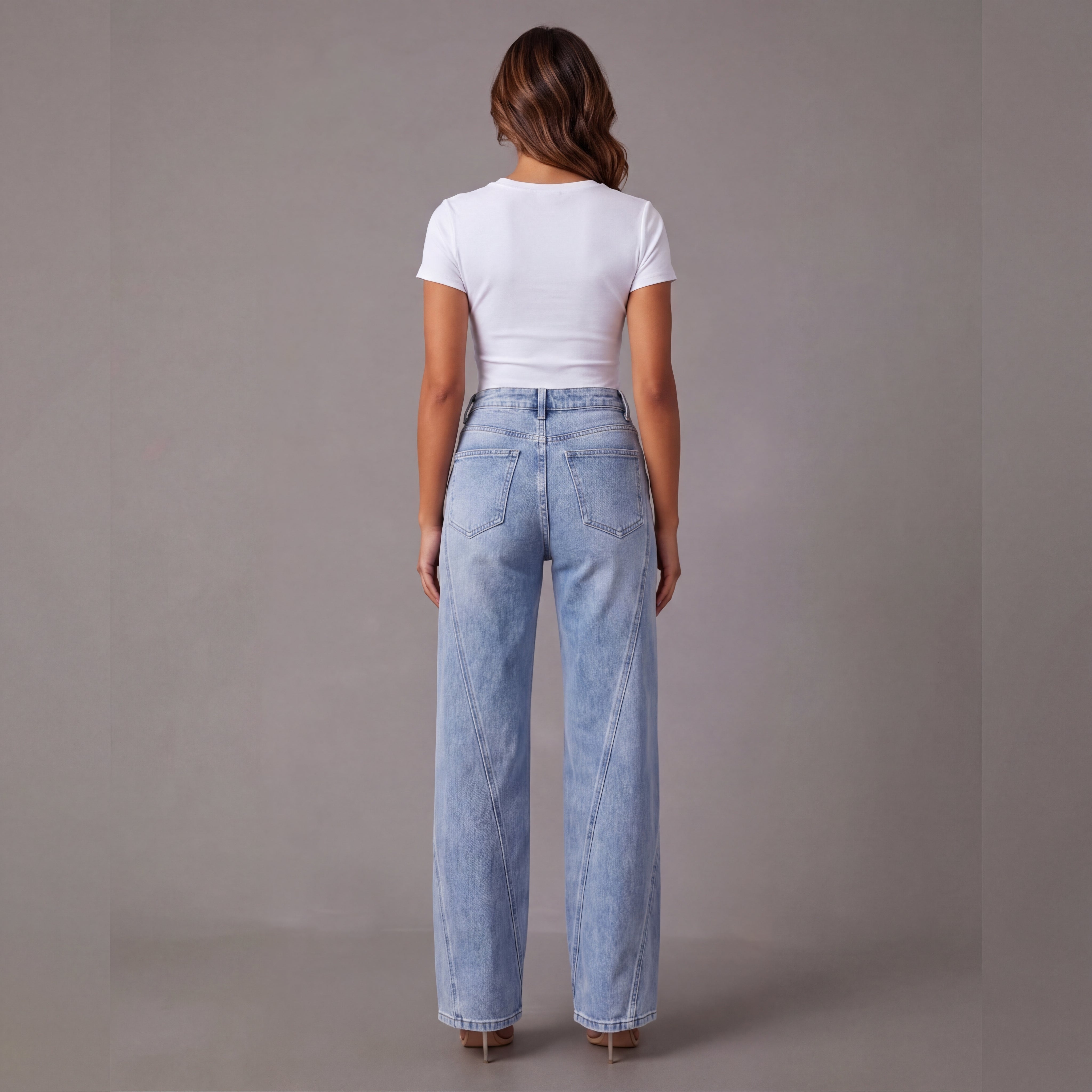 Women's High-Waisted, Wide-Leg Palazzo Jeans