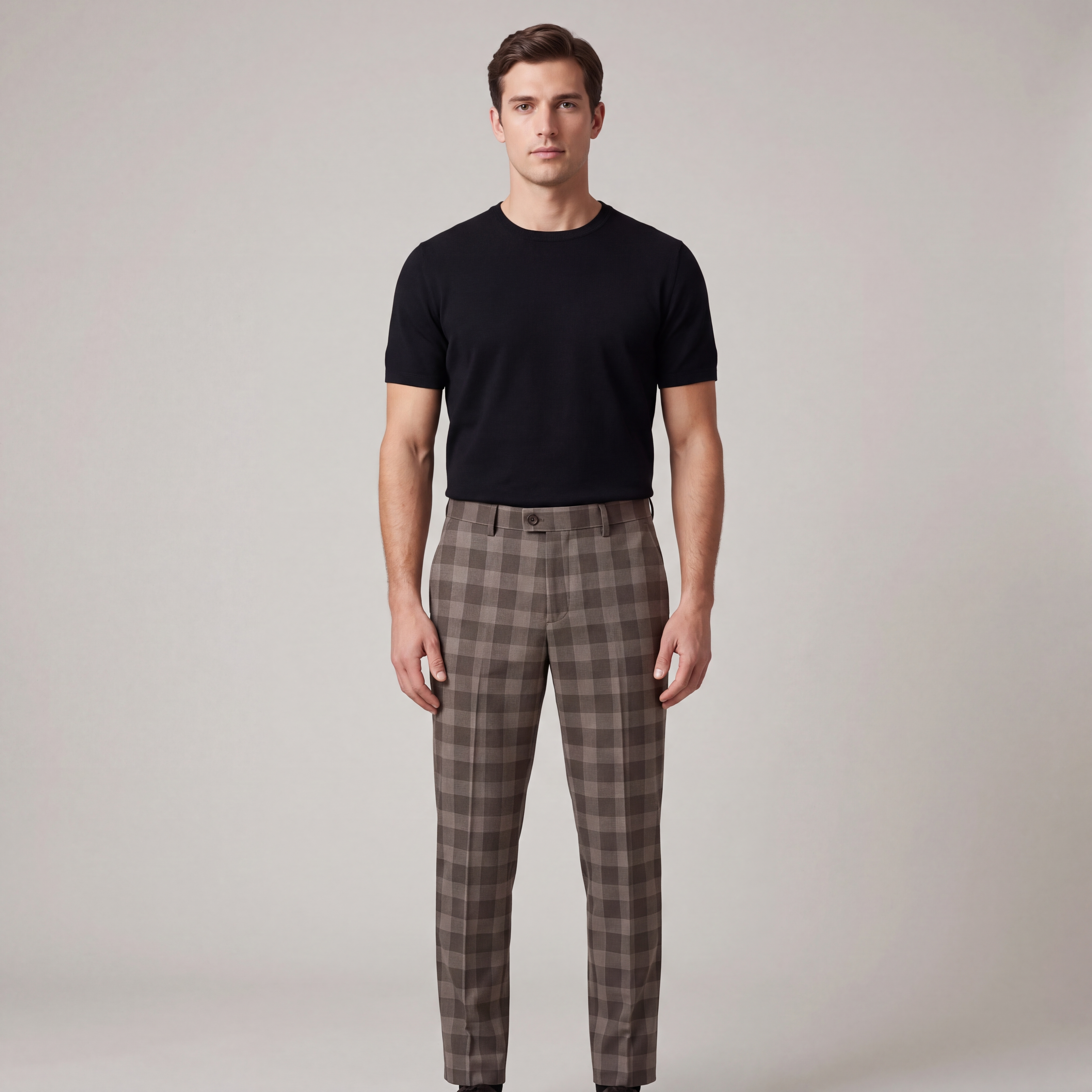 Men's Slim-Fit Checkered Dress Pants