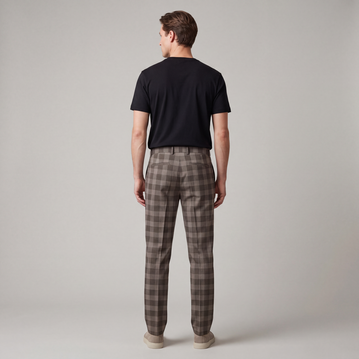 Men's Slim-Fit Checkered Dress Pants