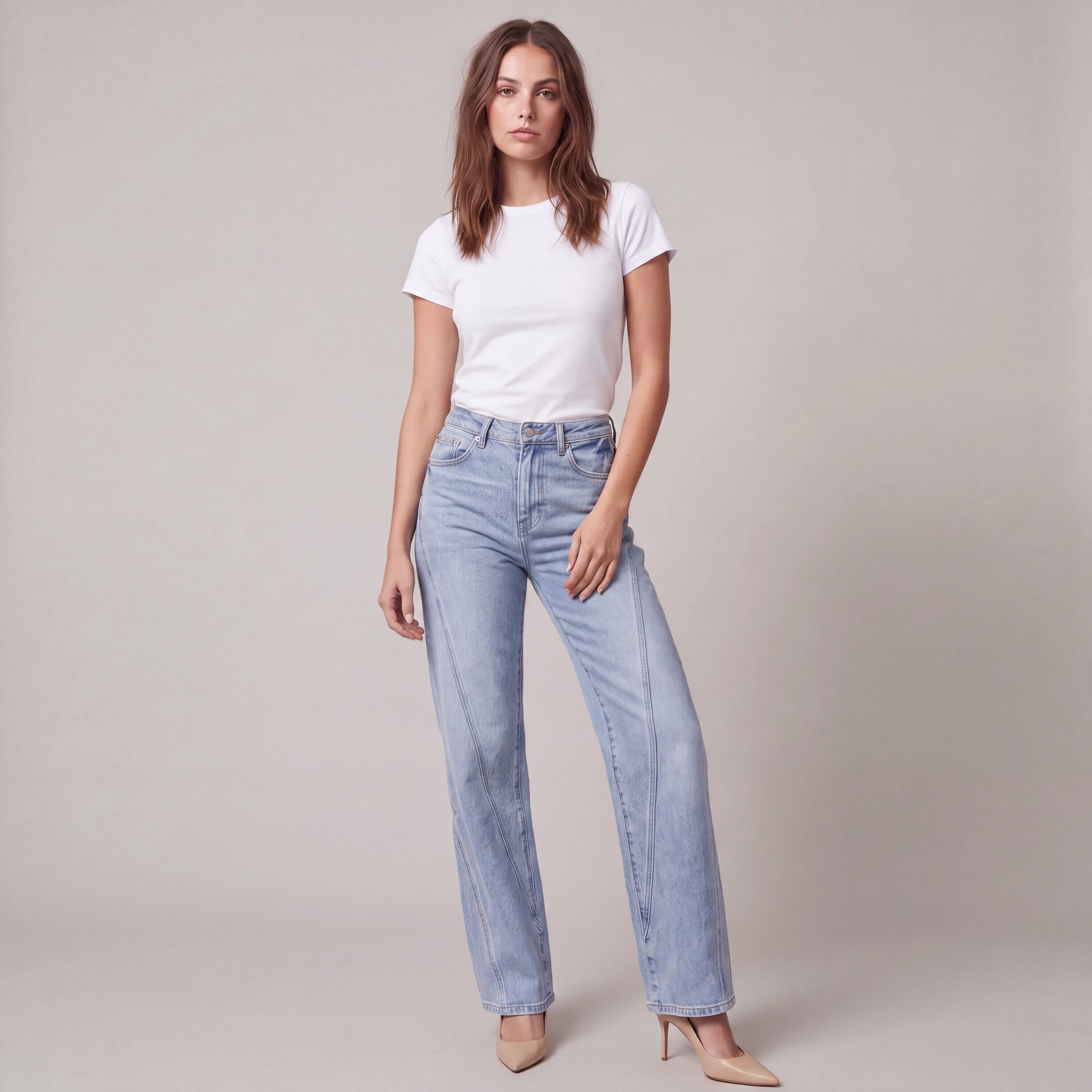 Women's High-Waisted, Wide-Leg Palazzo Jeans
