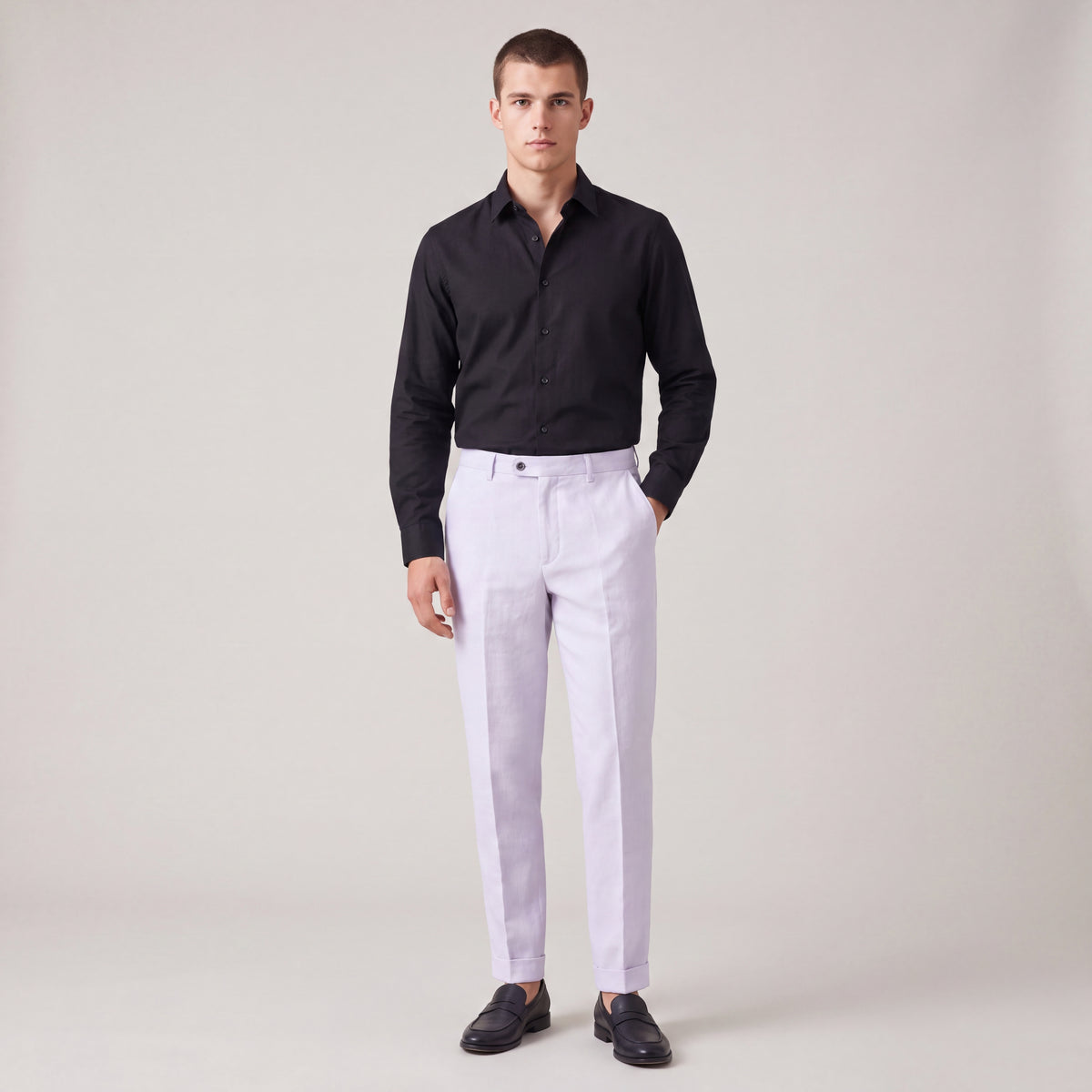 Lightweight, Slim-Fit Casual Linen Dress Pants