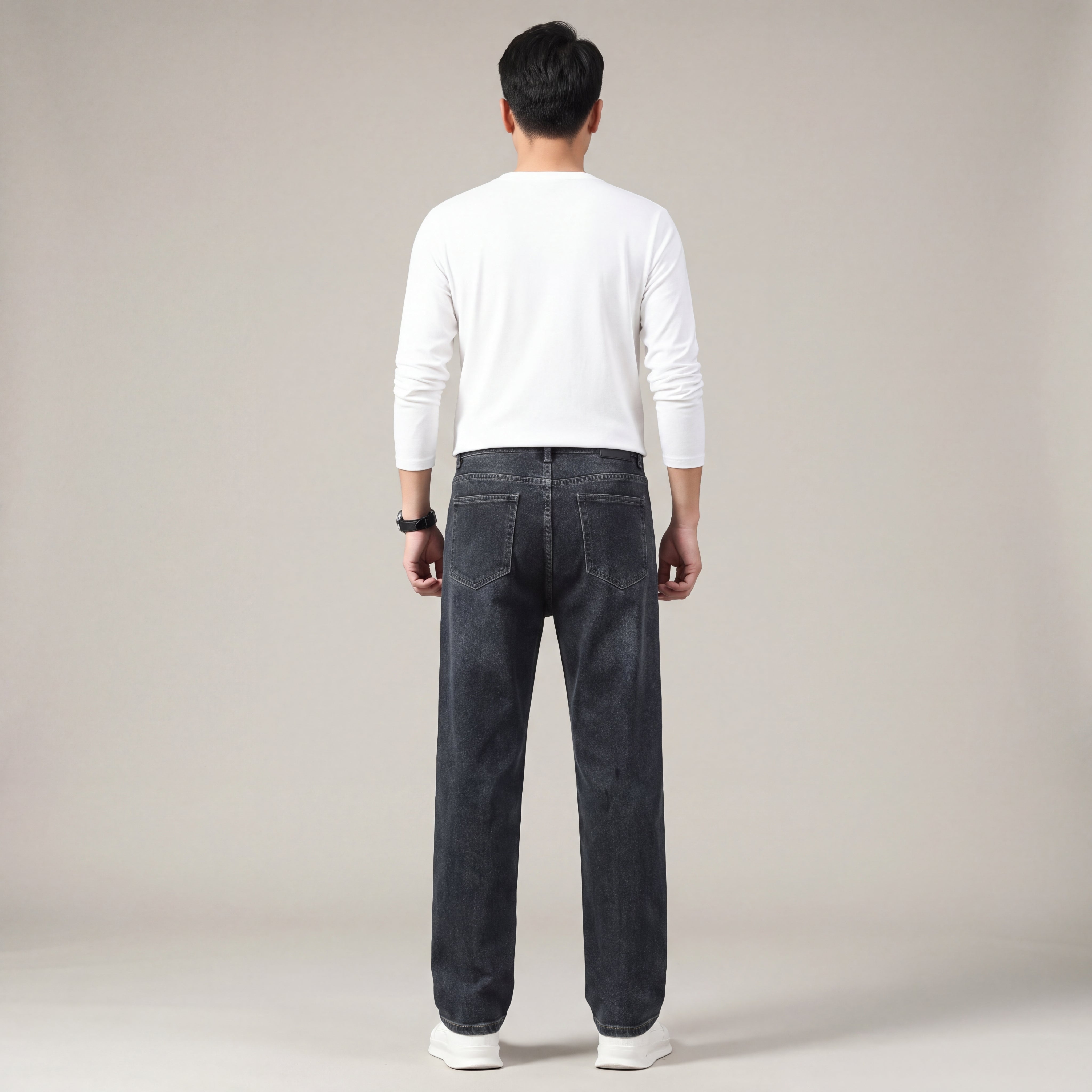Men's Straight-Fit Baggy Jeans in Stretch Dark Denim