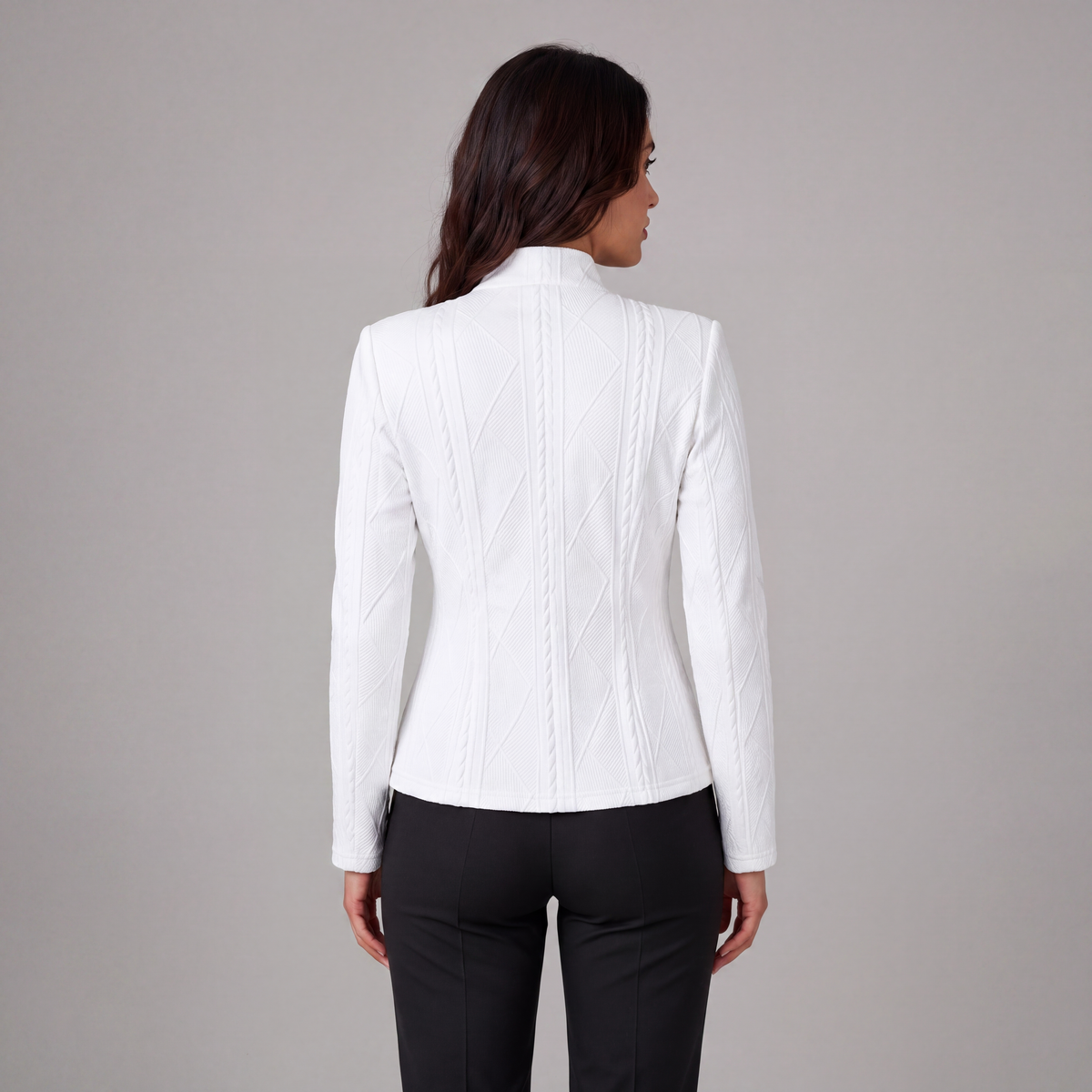 Elegant Women's Blazer with Woven Texture, Slim Fit