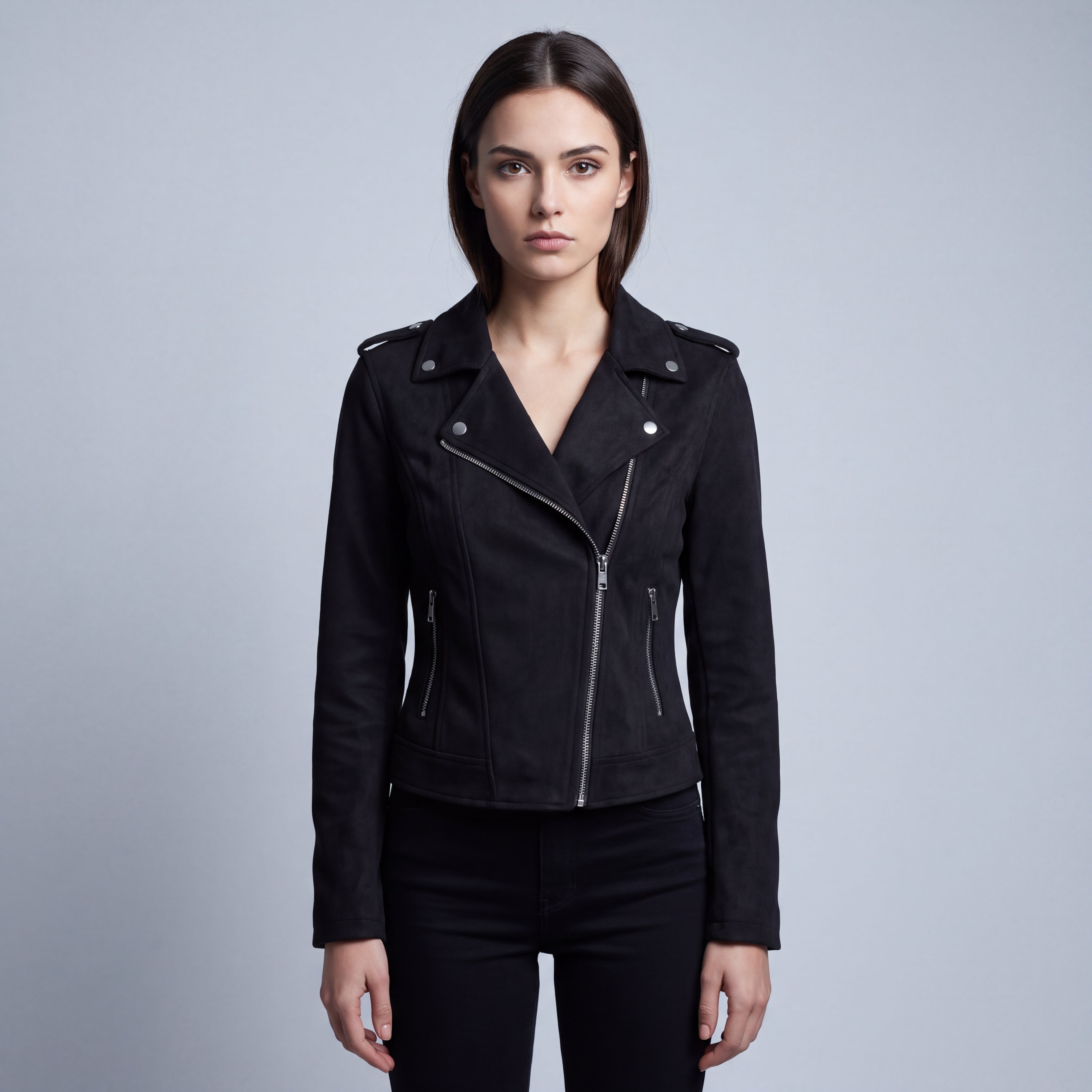 Women's Biker Jacket with Fitted Silhouette