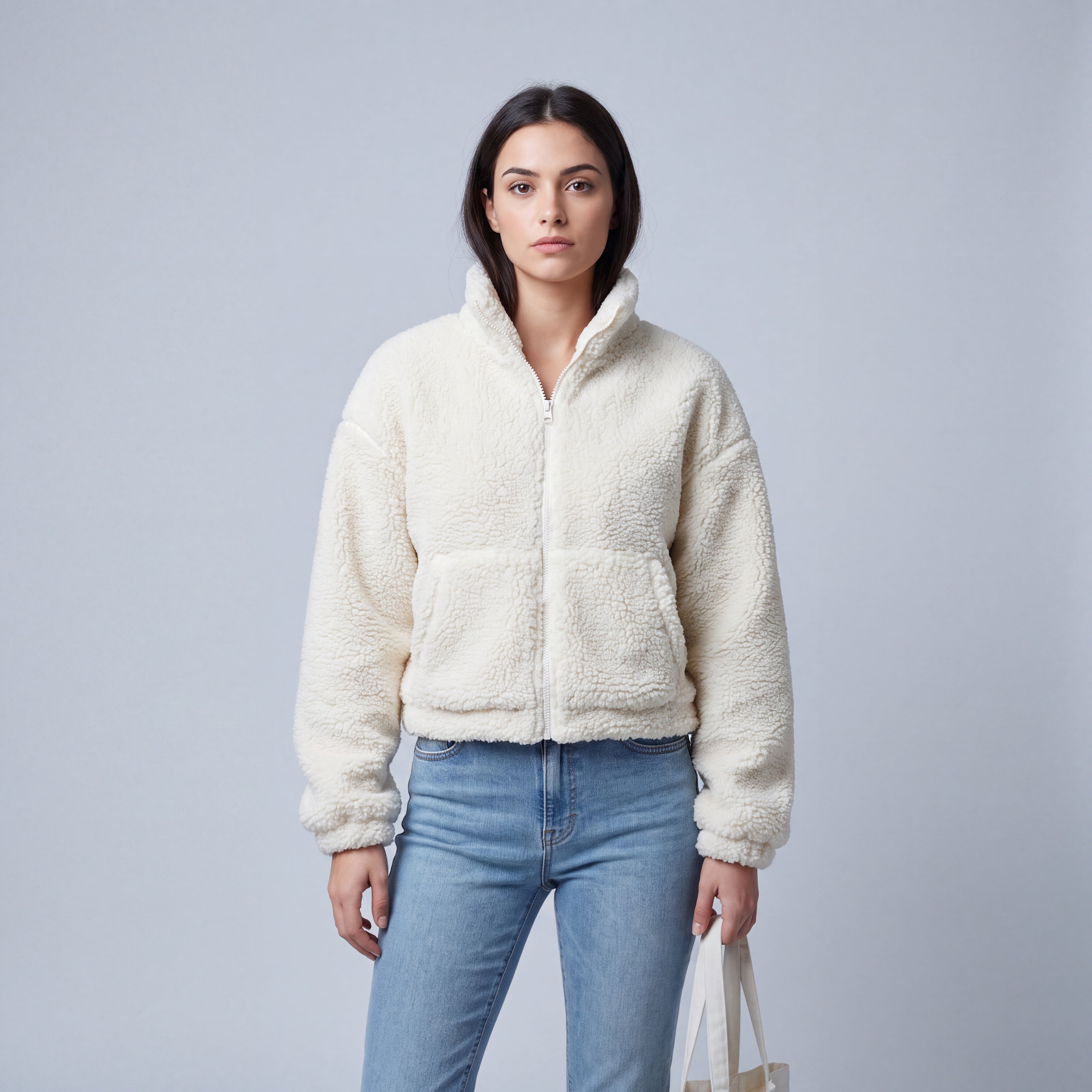 Women's Sherpa Fleece Jacket, Relaxed Fit, Short