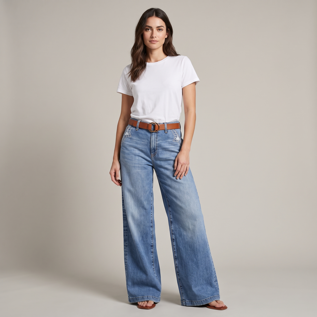 Elegant Mid Rise Baggy Jeans