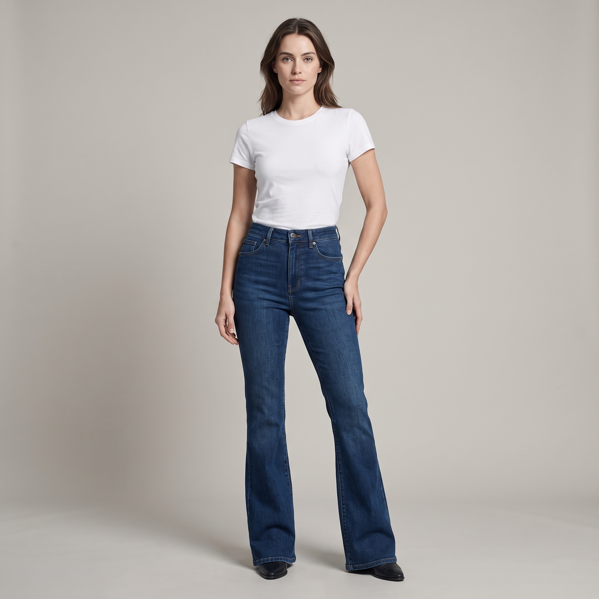 Elegant High Waist Flare Jeans