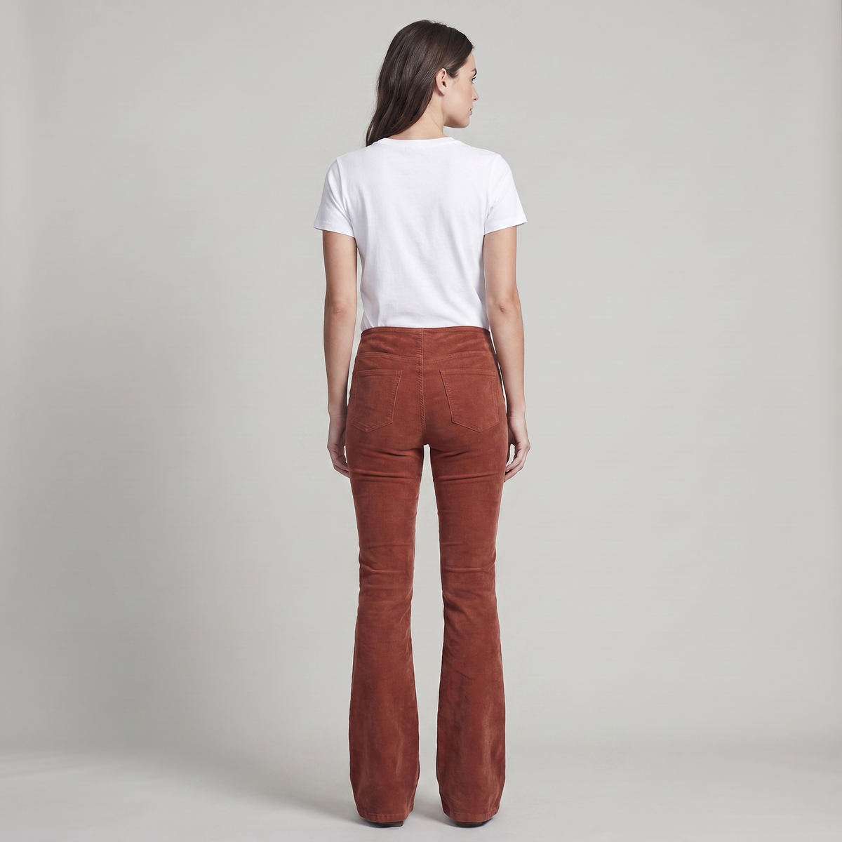 Flare Jeans High Waist in Corduroy Fabric