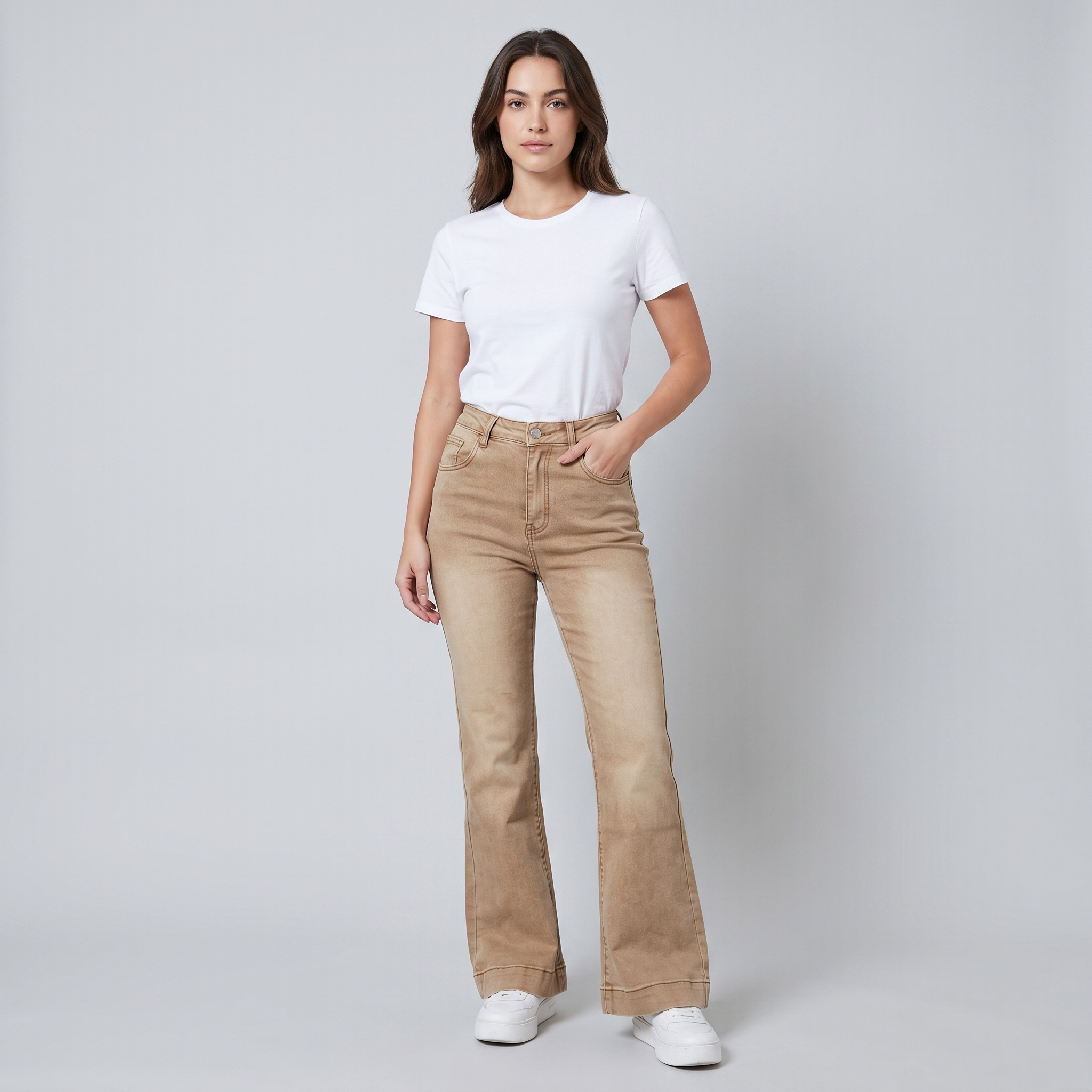 Vintage Brown High Waist Flared Jeans
