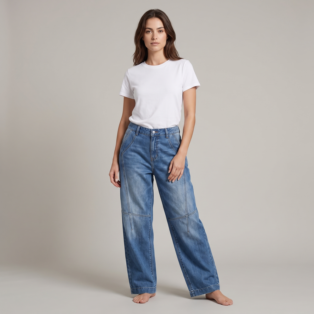 Women’s High-Waist Baggy Jeans in Faded Blue