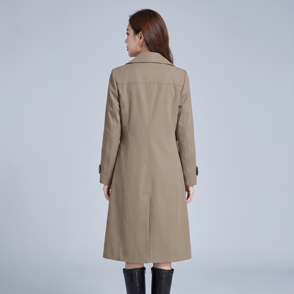 Women's Wool Blend Trench Coat with Elegant Fit