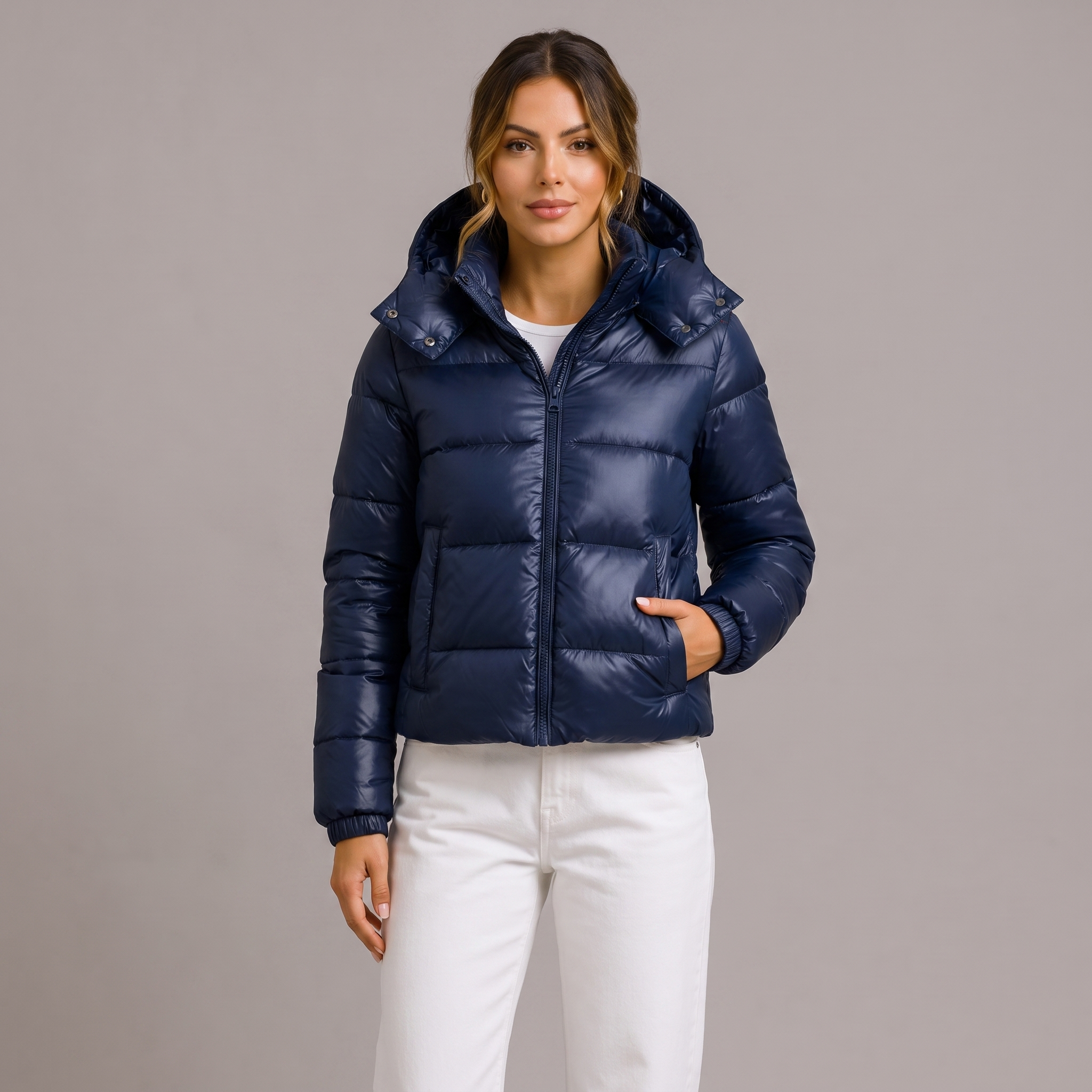 Puffer Jacket Women Ultra Lightweight Hooded Quilted