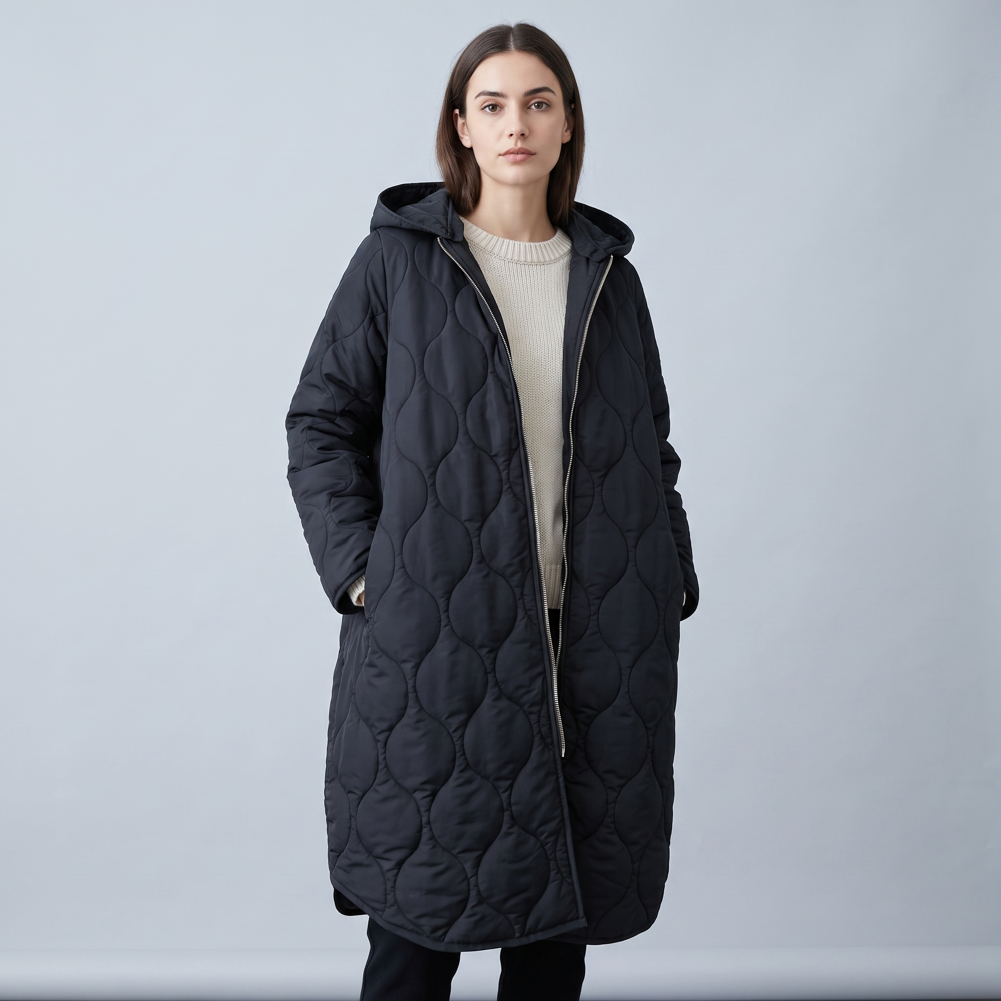 Puffer Jacket Women Oversize Hooded Argyle Winter