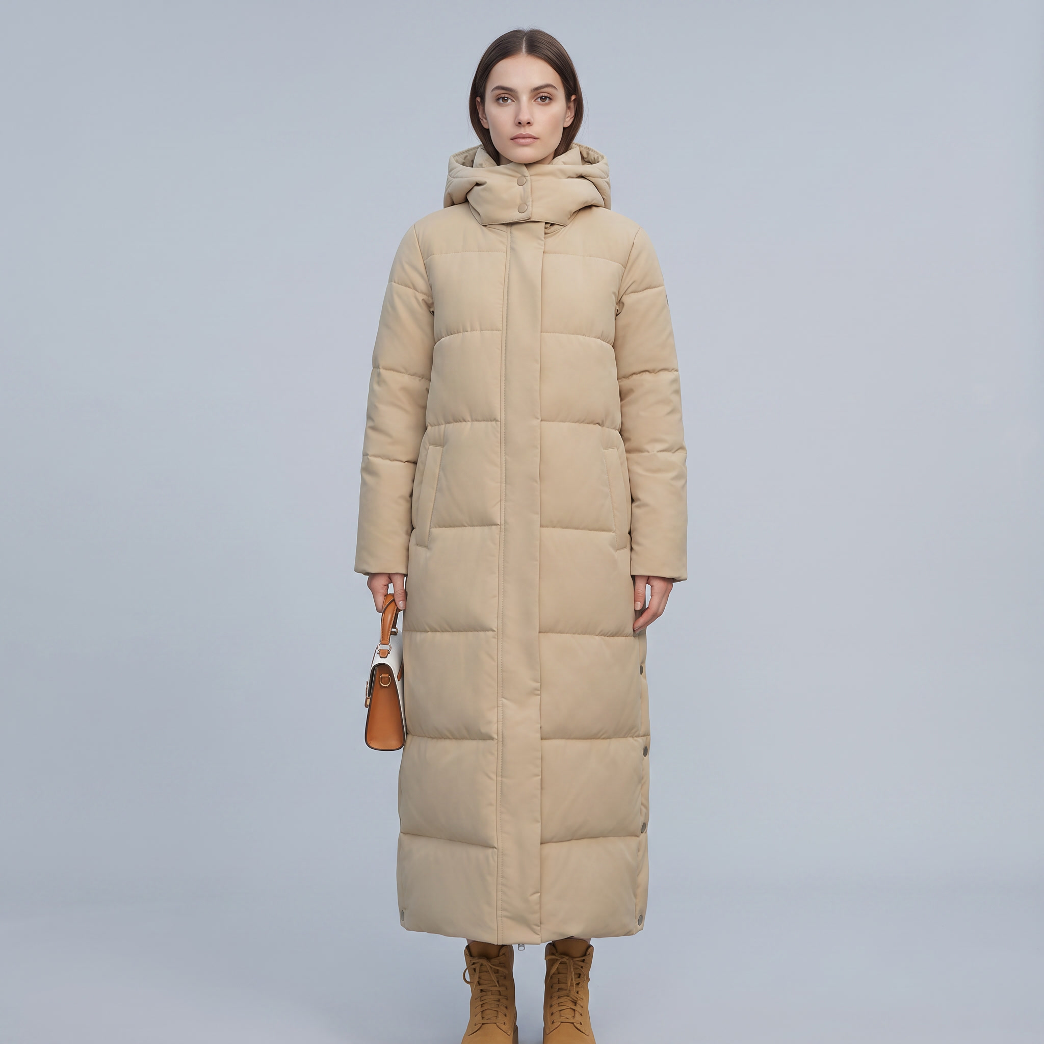 Puffer Jacket Women Winter Quilted Wool Blend