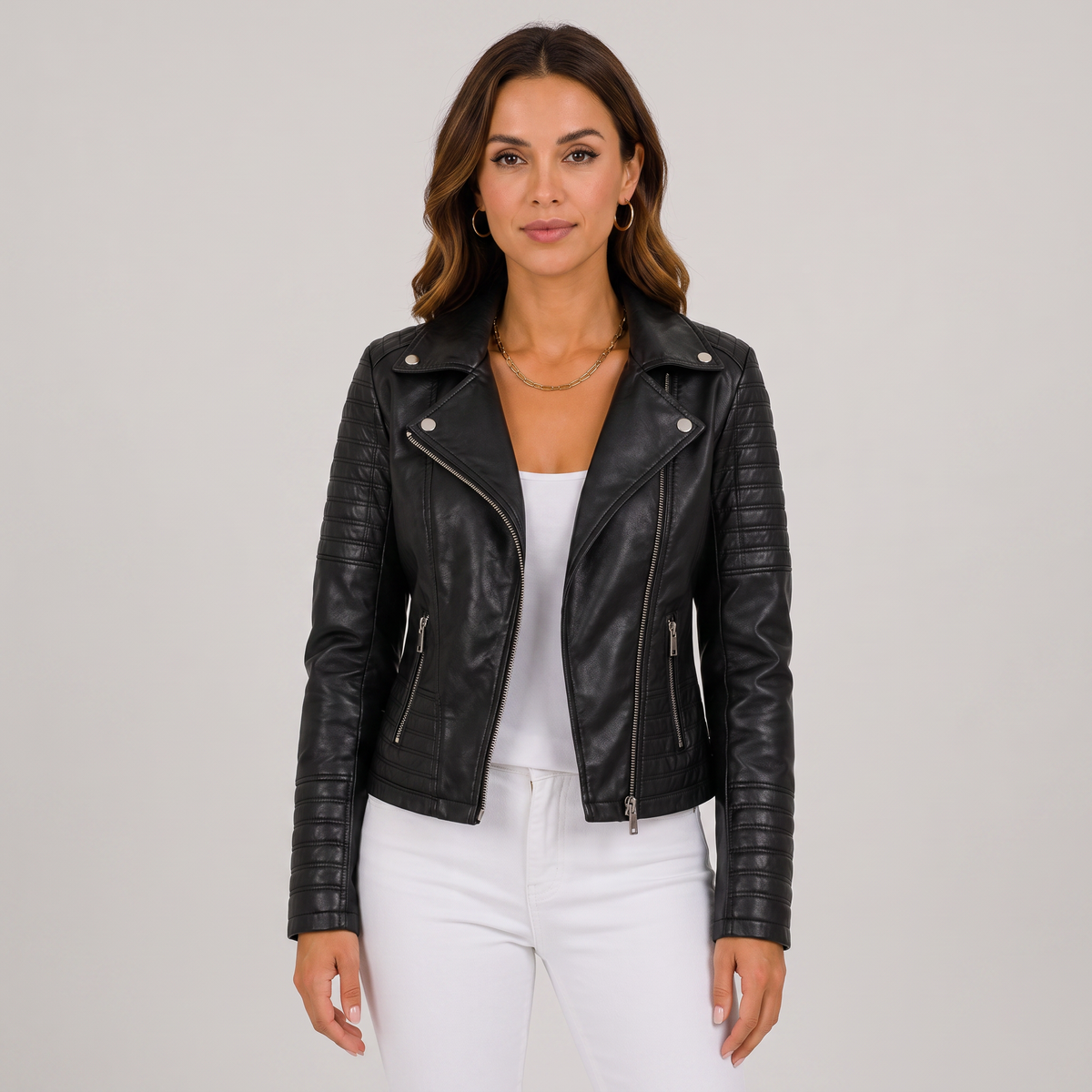 Women’s Asymmetrical Zip Biker Leather Jacket