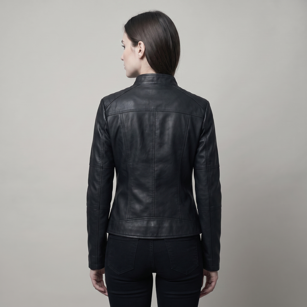 Oversized Women’s Leather Jacket with Buttons