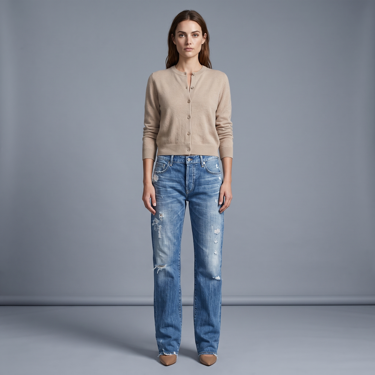 Baggy Jeans Women High Waist Washed Ripped Denim