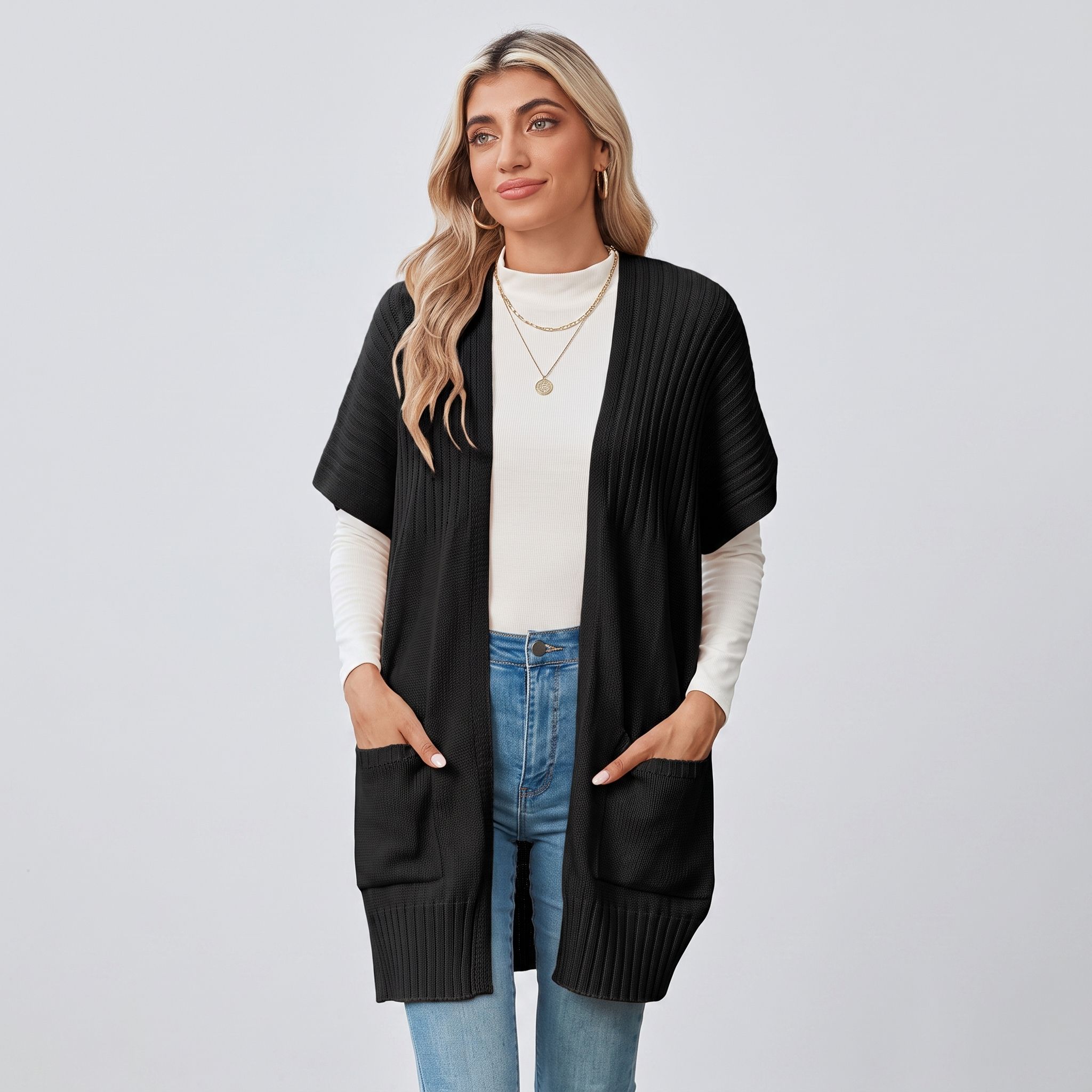 Women's Lightweight Knit Cardigan, Open in the Front
