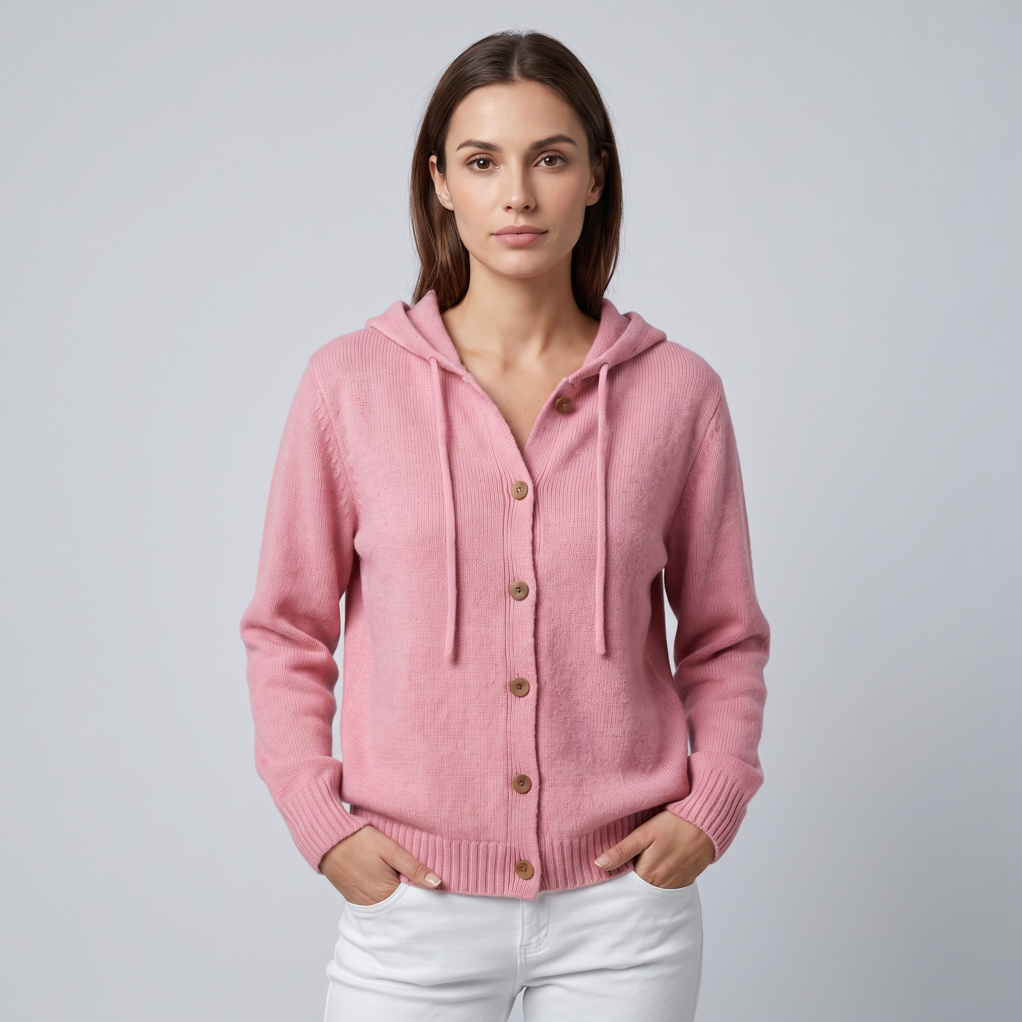 Women's Hooded Button-Down Cardigan, Relaxed Fit