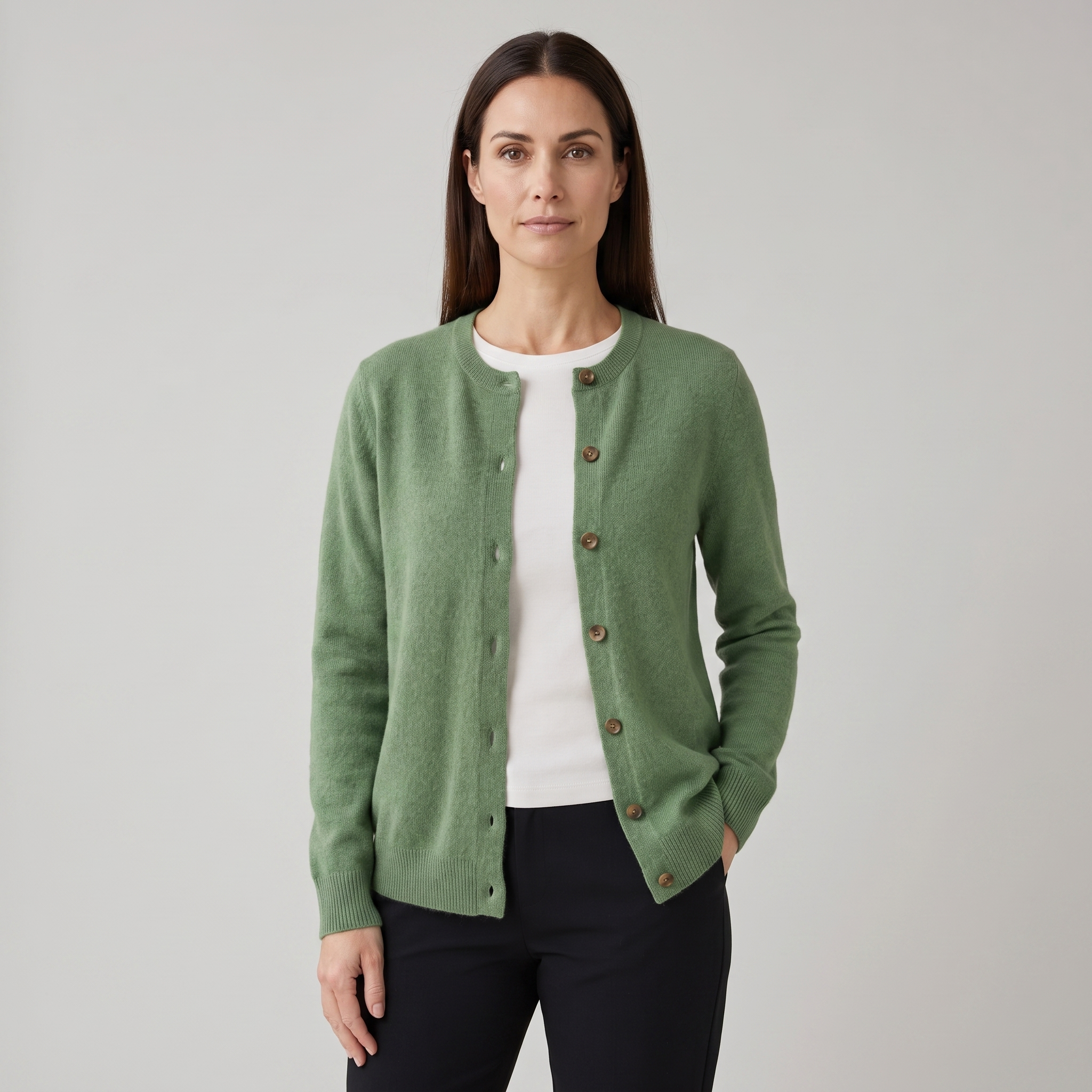 Women’s Soft-Knit Cardigan with Round Neck