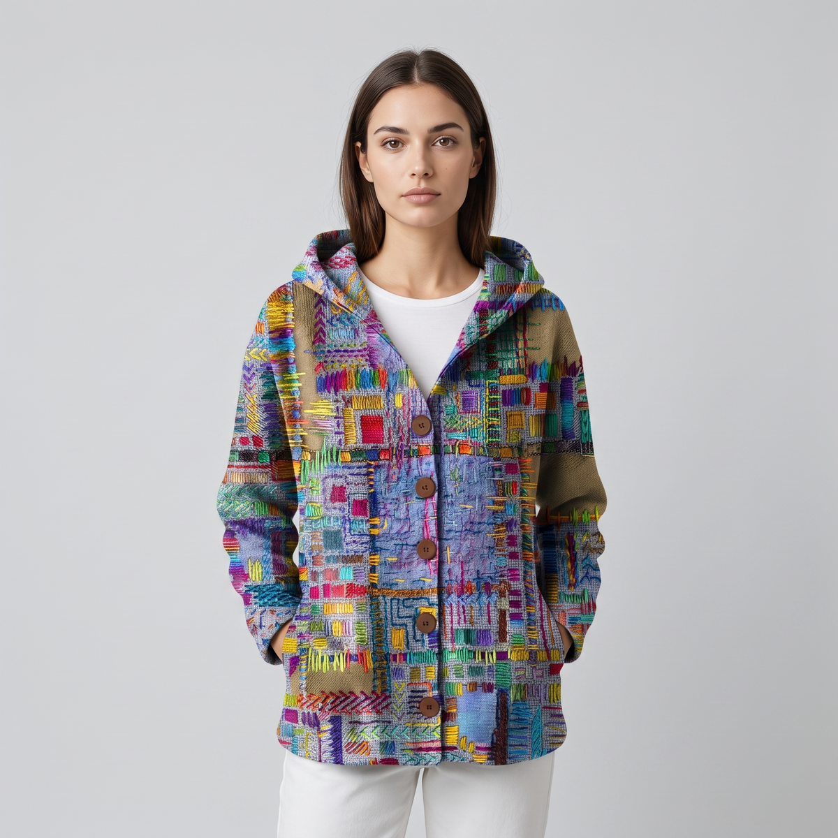 Elegant Women’s Hooded Button-Up Cardigan